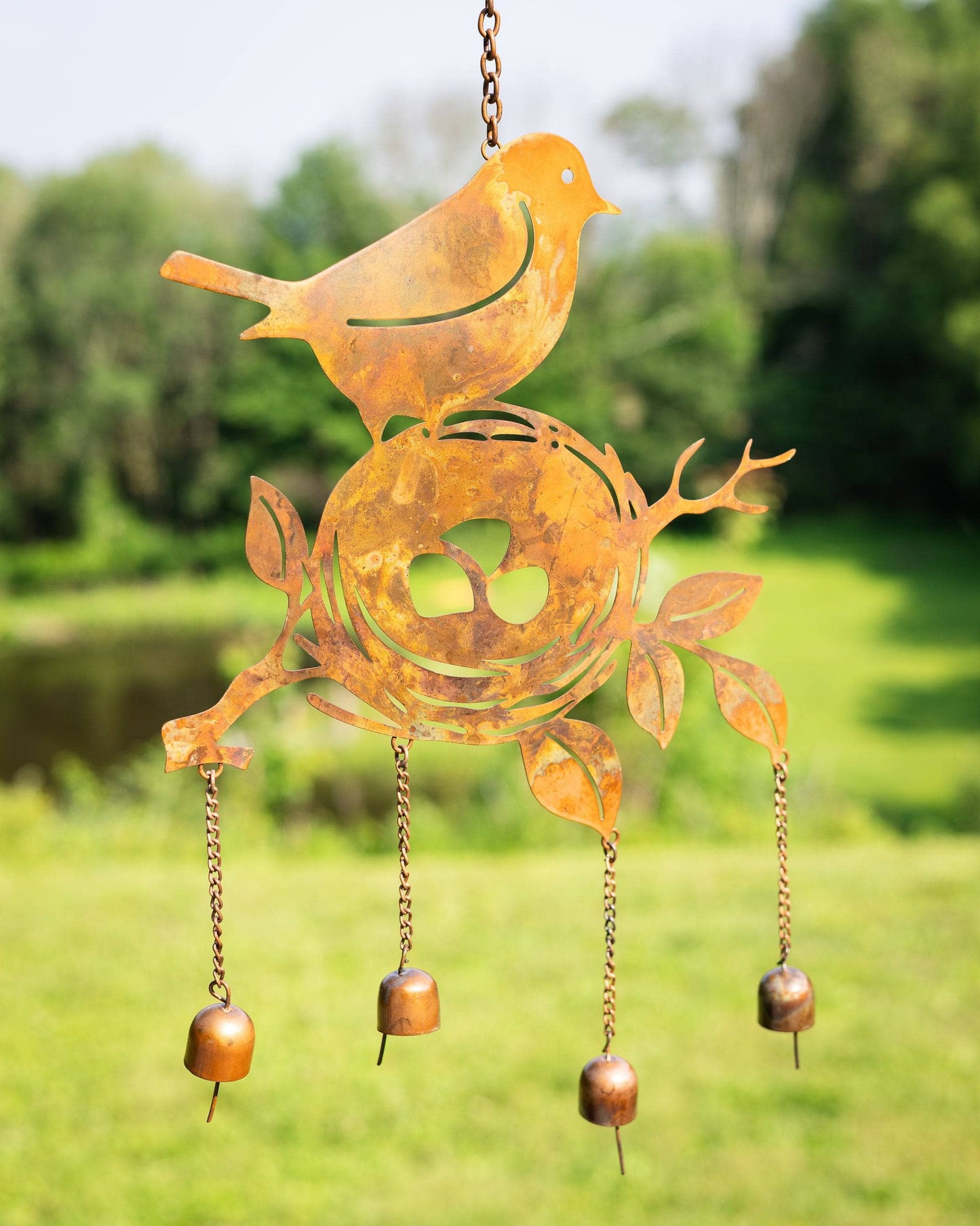 Happy Gardens - Bird on Nest Flamed Wind Chime