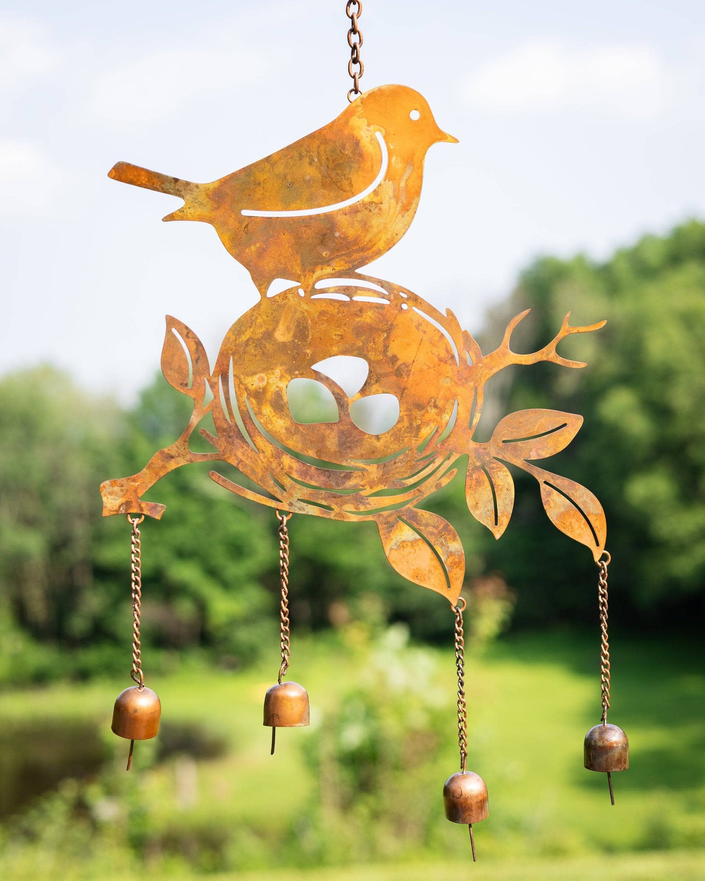 Happy Gardens - Bird on Nest Flamed Wind Chime