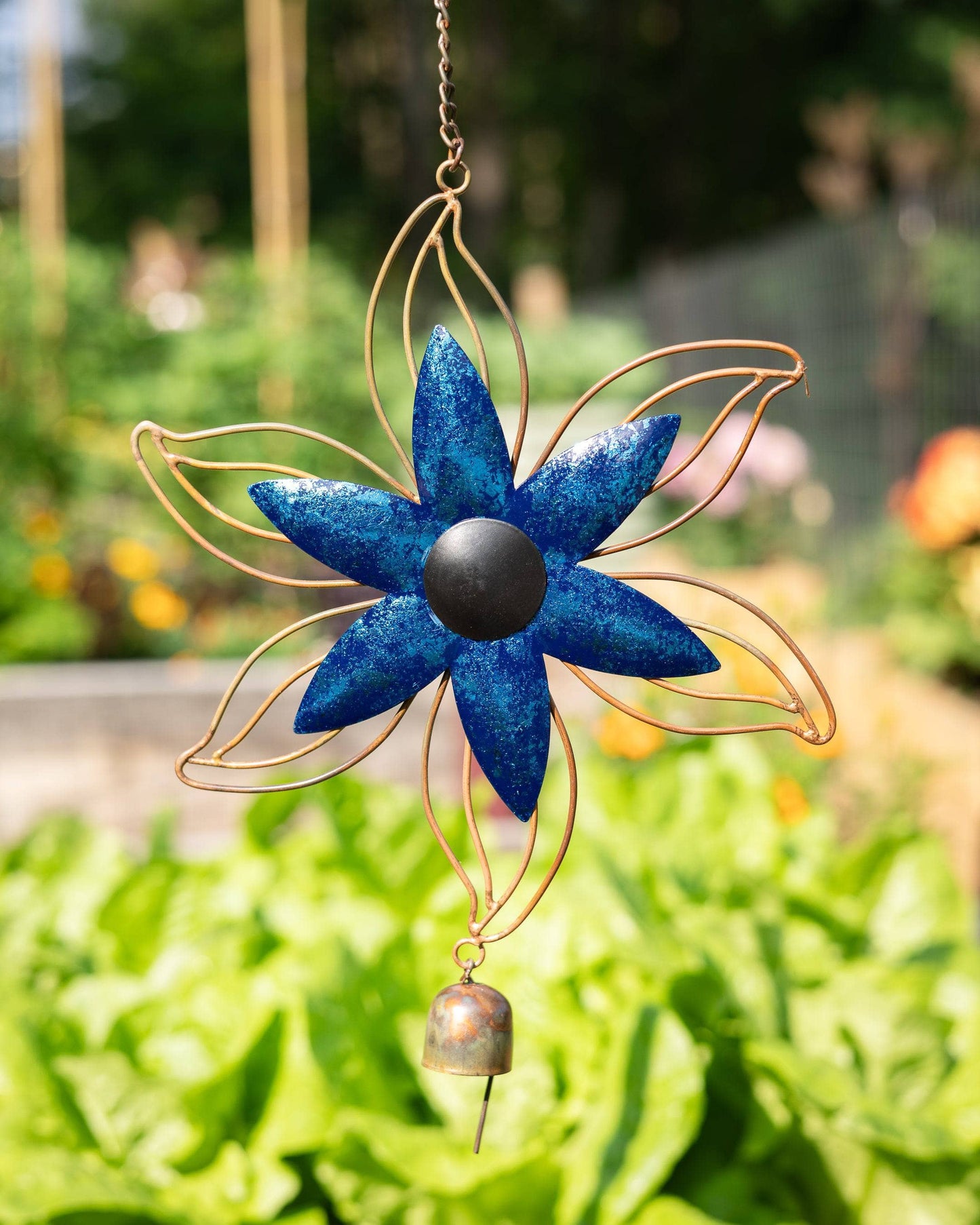 Open Petal Flower Hanging Ornament, Blue