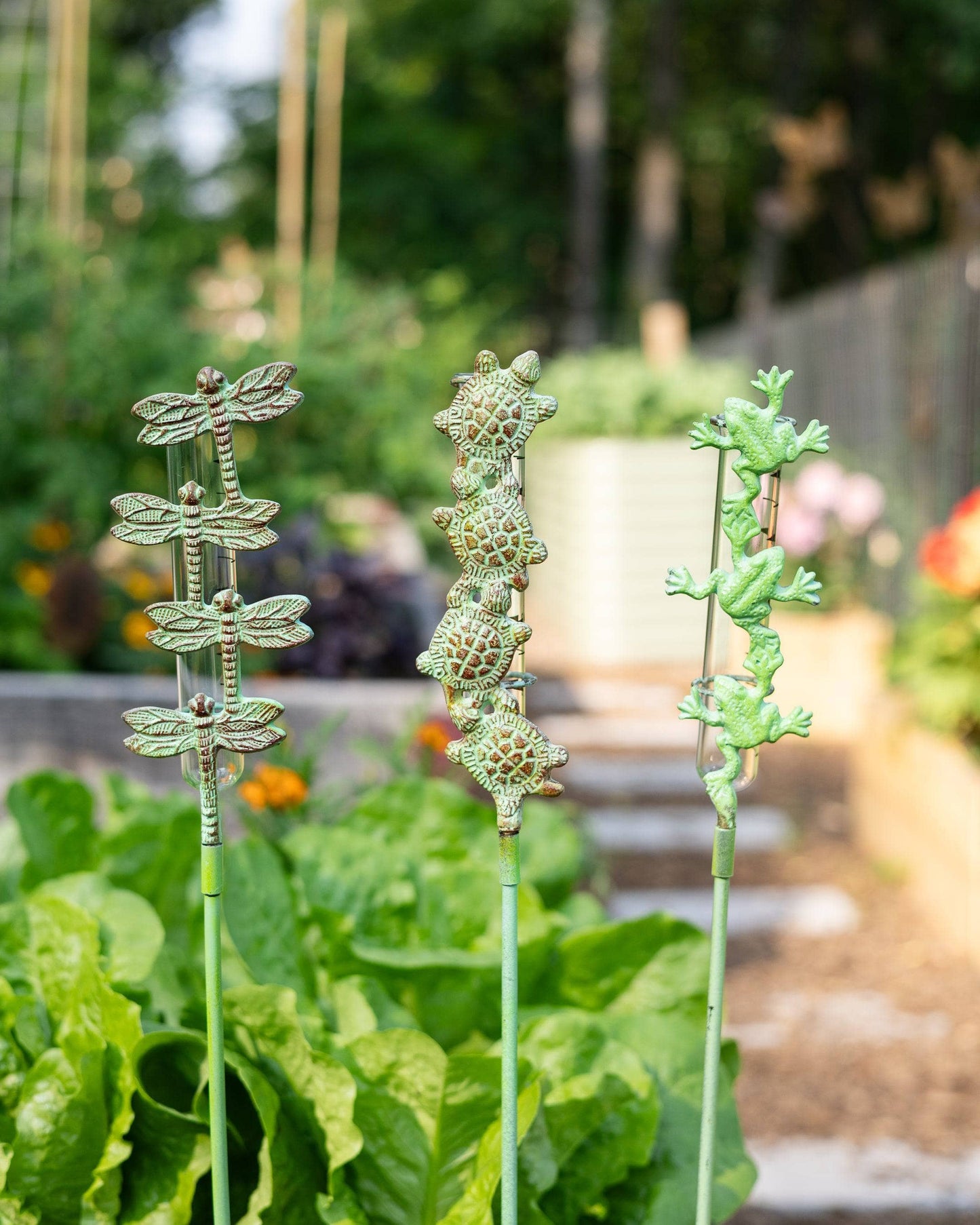 Happy Gardens - Cast Brass Turtle Rain Gauge