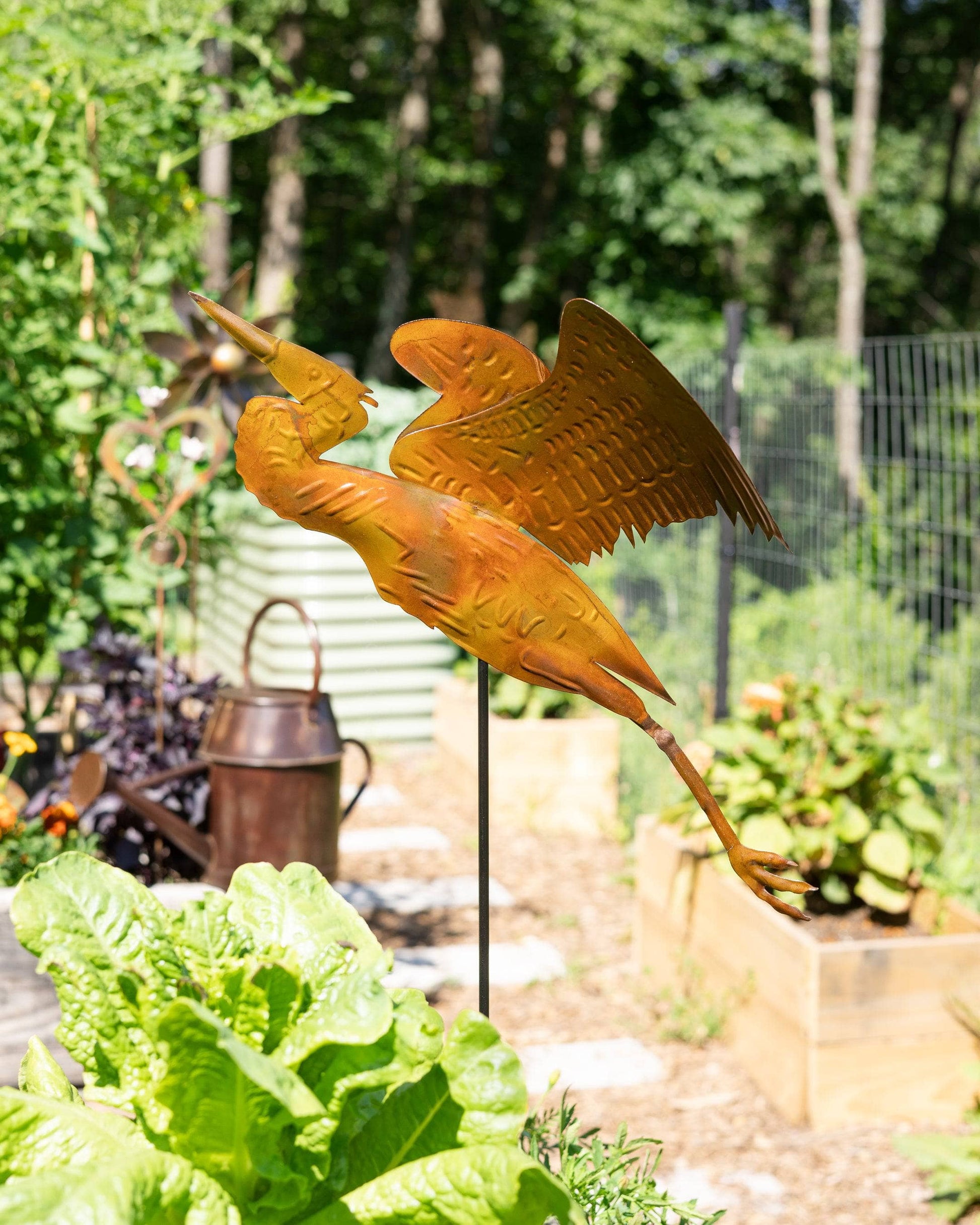 Happy Gardens - Heron Copper Garden Stake