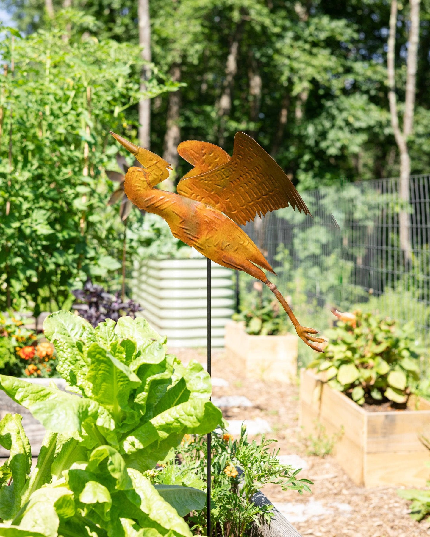 Happy Gardens - Heron Copper Garden Stake