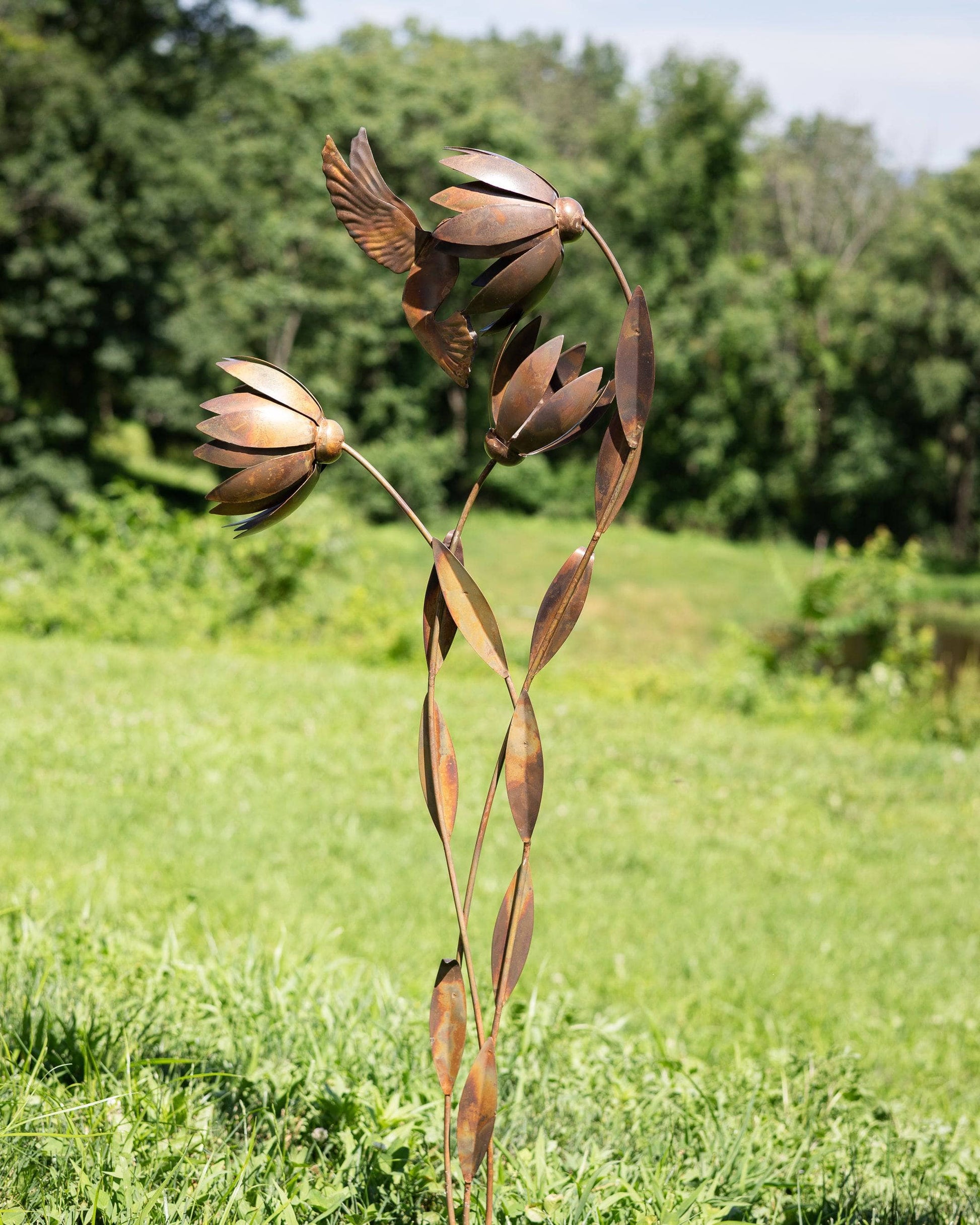 Happy Gardens - Hummingbird Floral Garden Stake