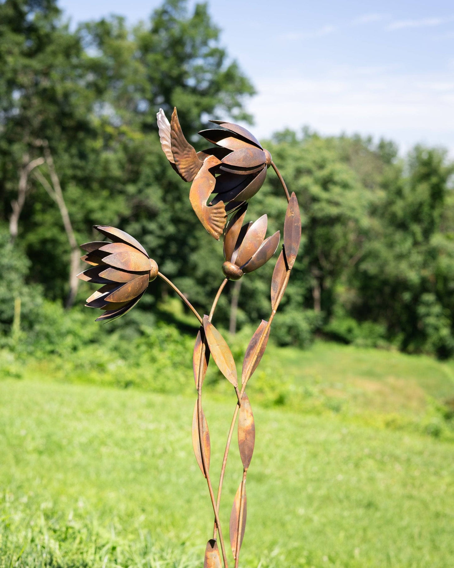 Happy Gardens - Hummingbird Floral Garden Stake