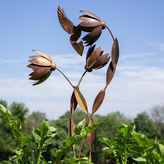 Happy Gardens - Hummingbird Floral Garden Stake