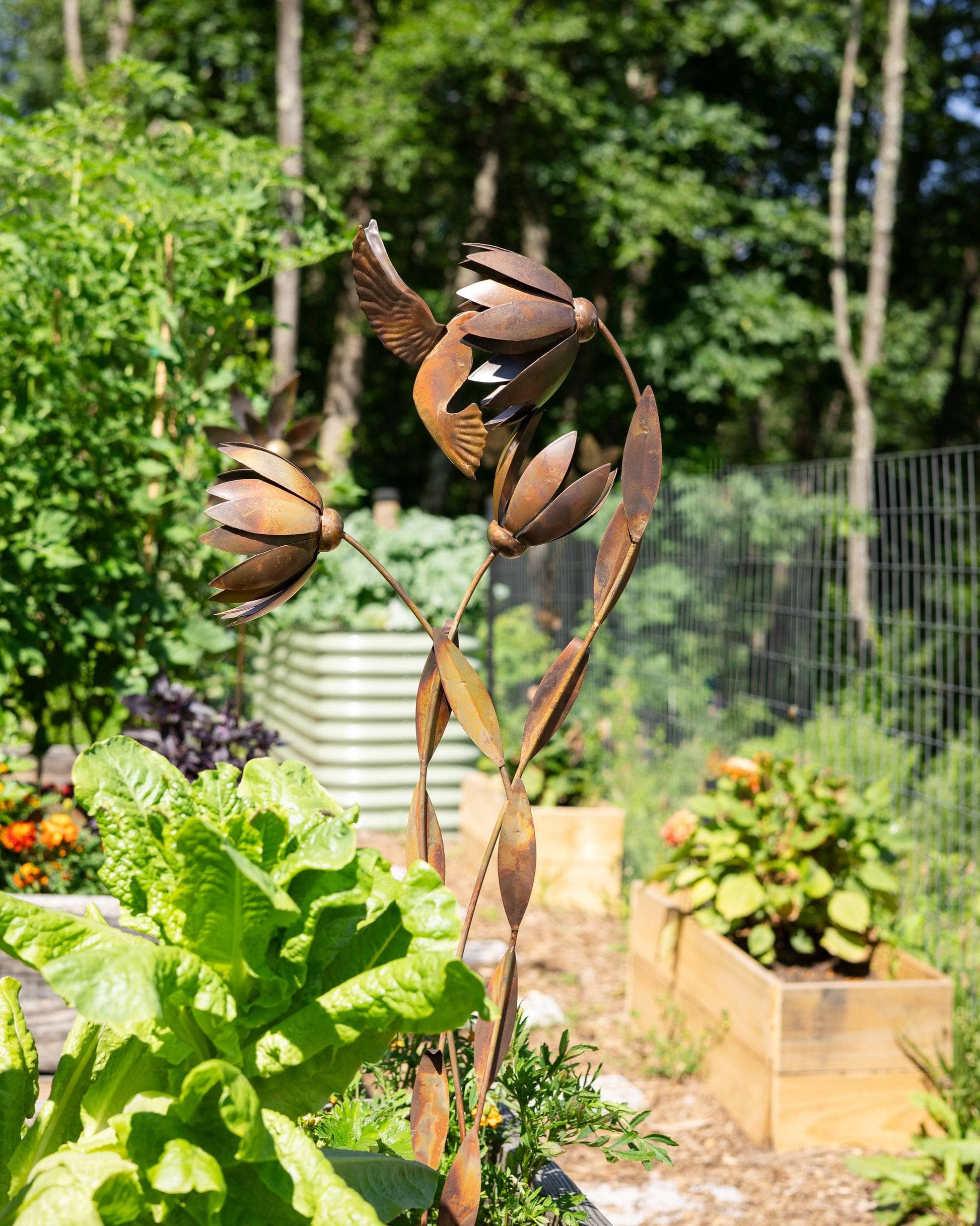 Happy Gardens - Hummingbird Floral Garden Stake