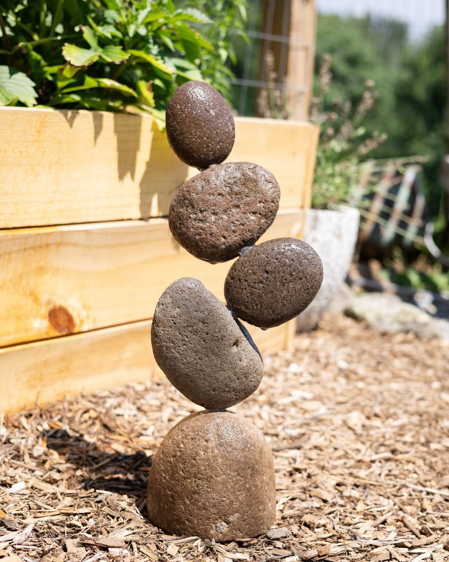 19” Flat Stone Cairn - Happy Gardens