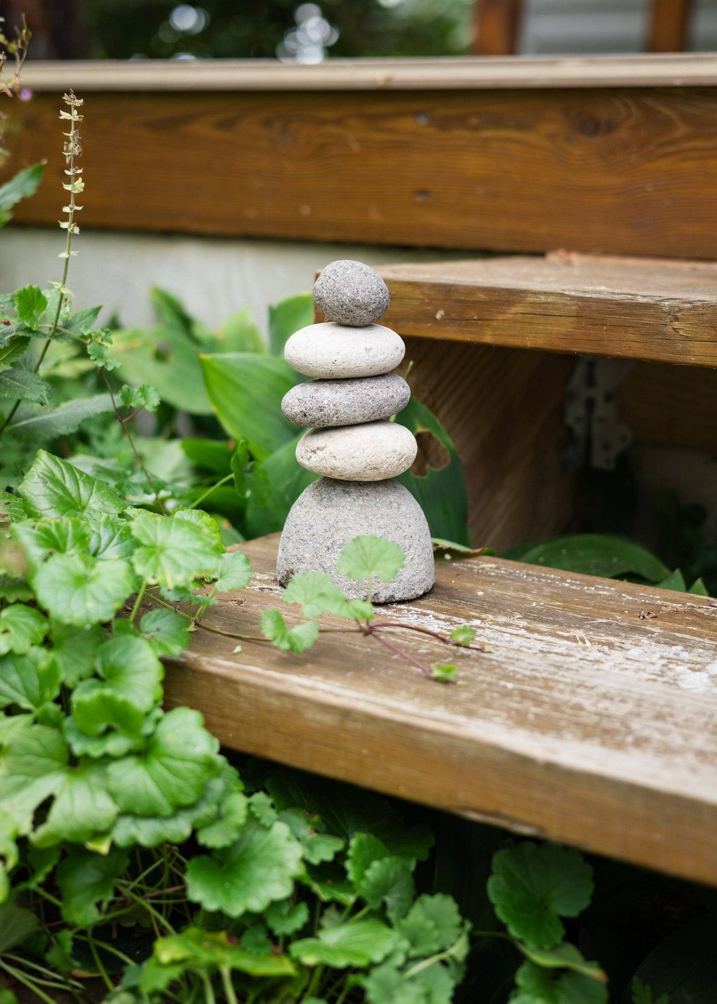 Happy Gardens - 5 Stone Cairn Garden Statue