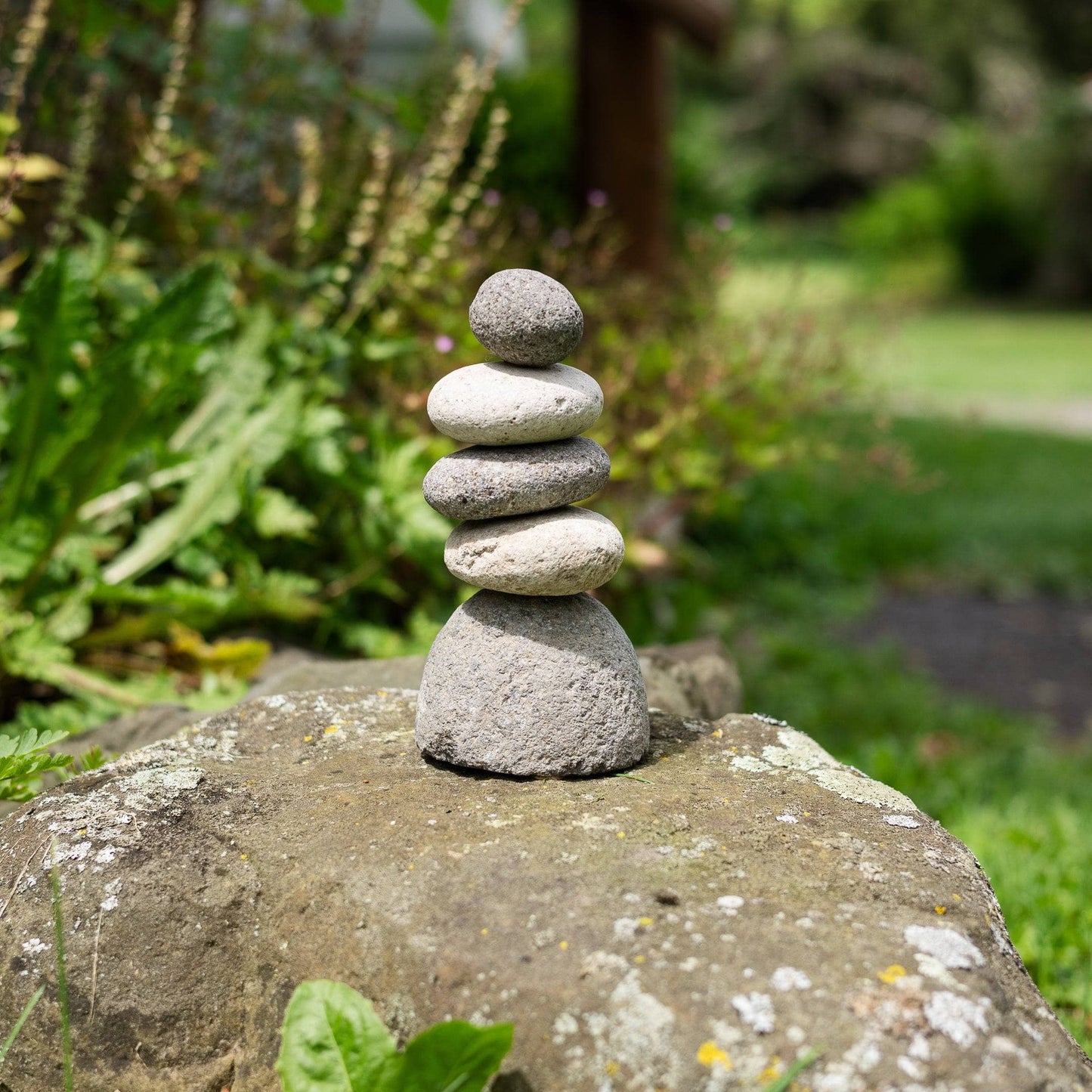 Happy Gardens - 5 Stone Cairn Garden Statue