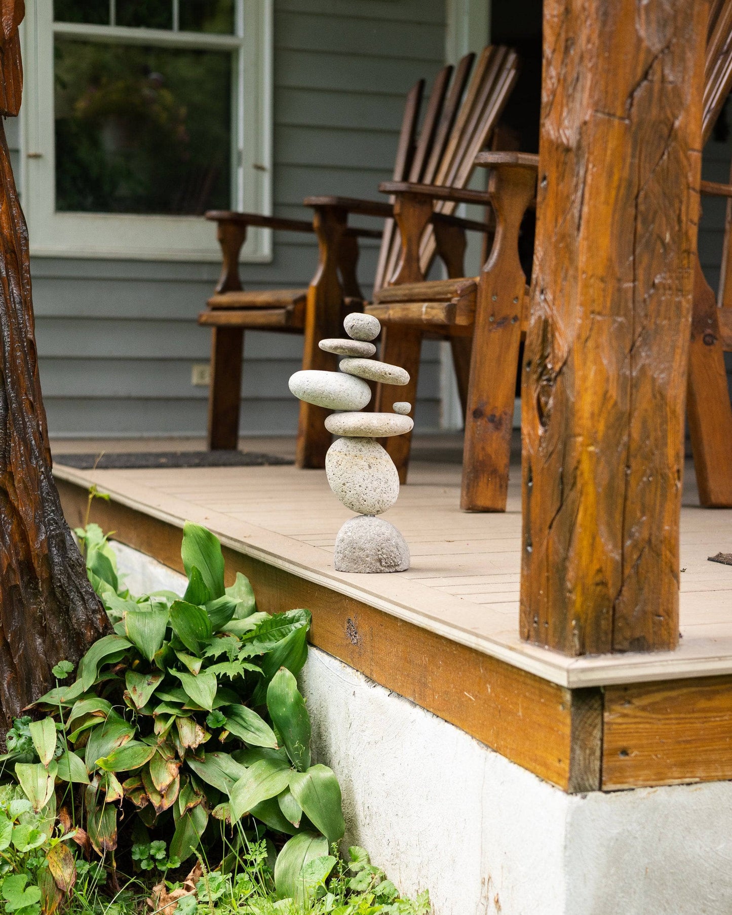 Happy Gardens - 8 Stone Cairn Garden Statue