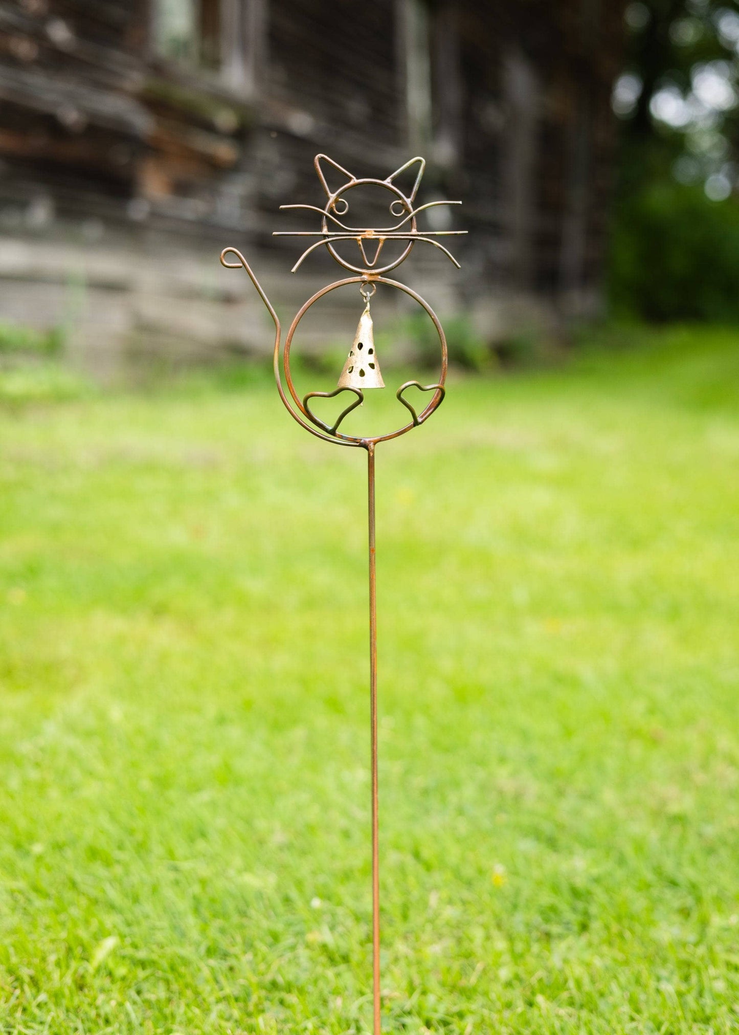 Happy Gardens - Cat with Bell Garden Stake