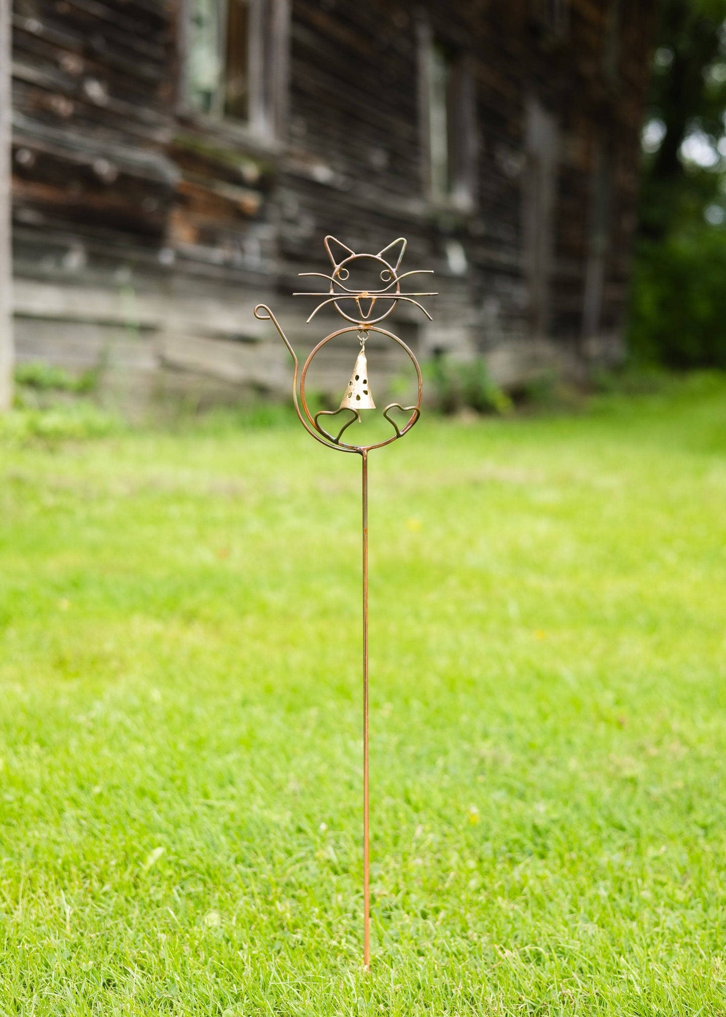 Happy Gardens - Cat with Bell Garden Stake