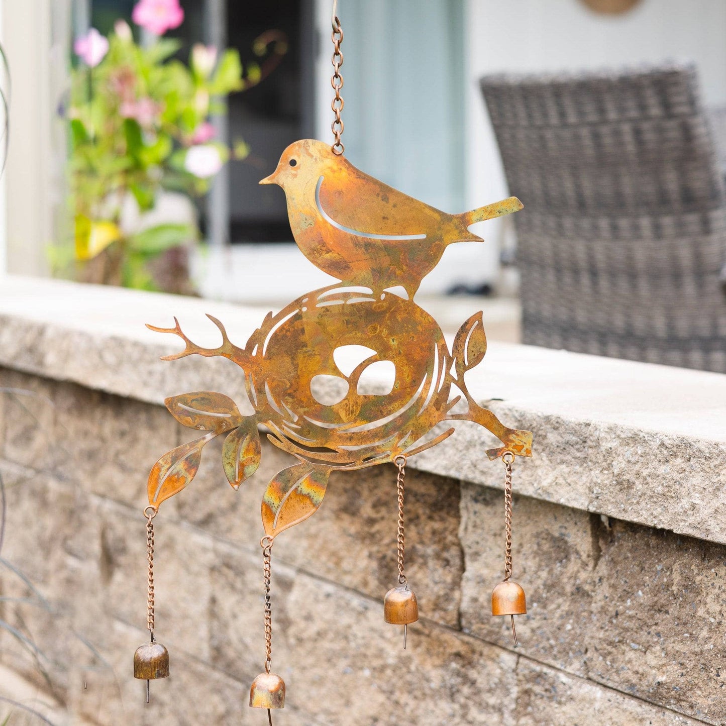 Happy Gardens - Bird on Nest Flamed Wind Chime