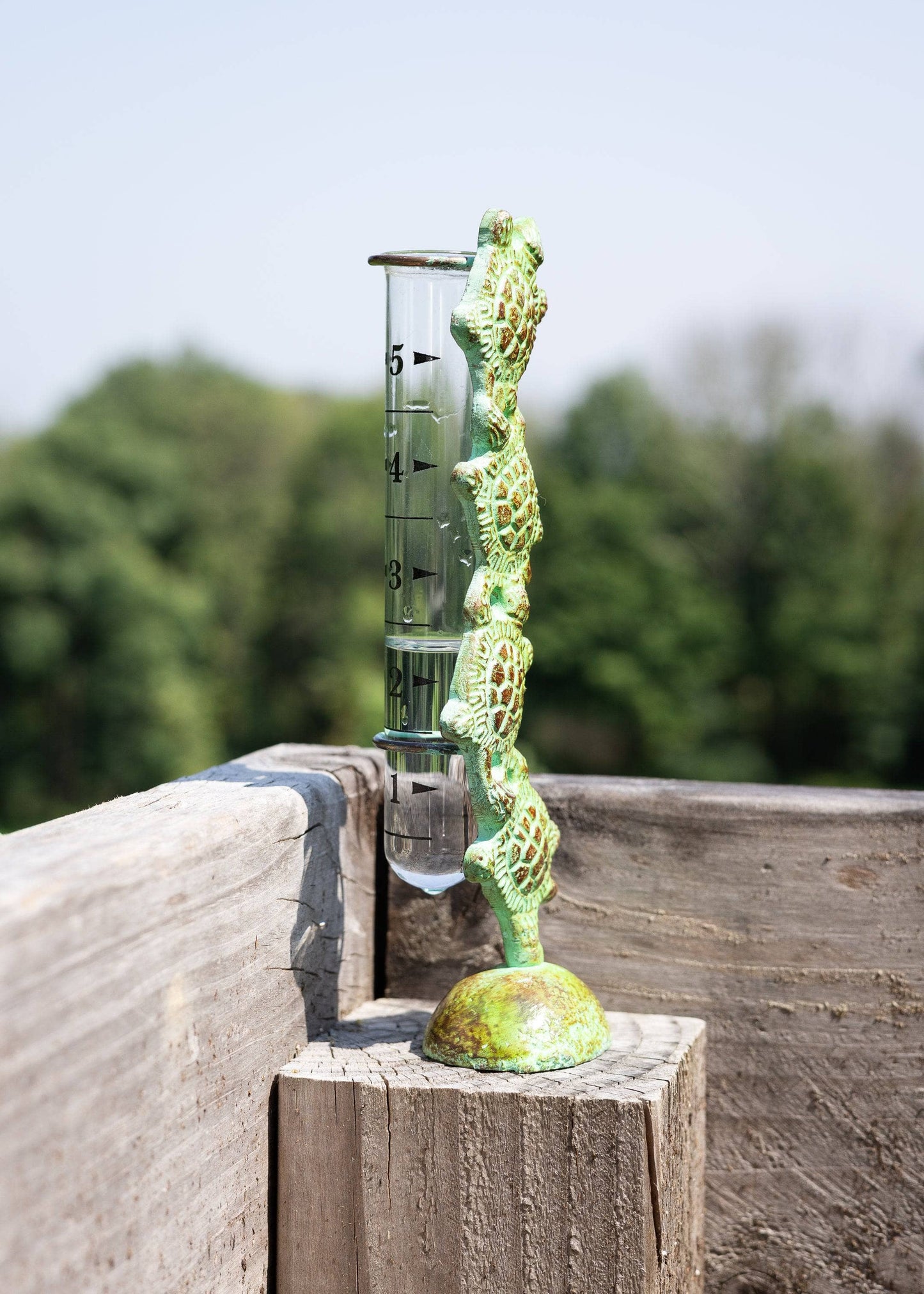 Happy Gardens - Cast Brass Turtle Rain Gauge