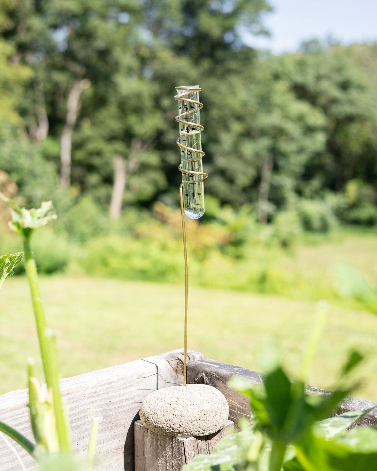 Happy Gardens - Standing Brass Spiral Rain Gauge