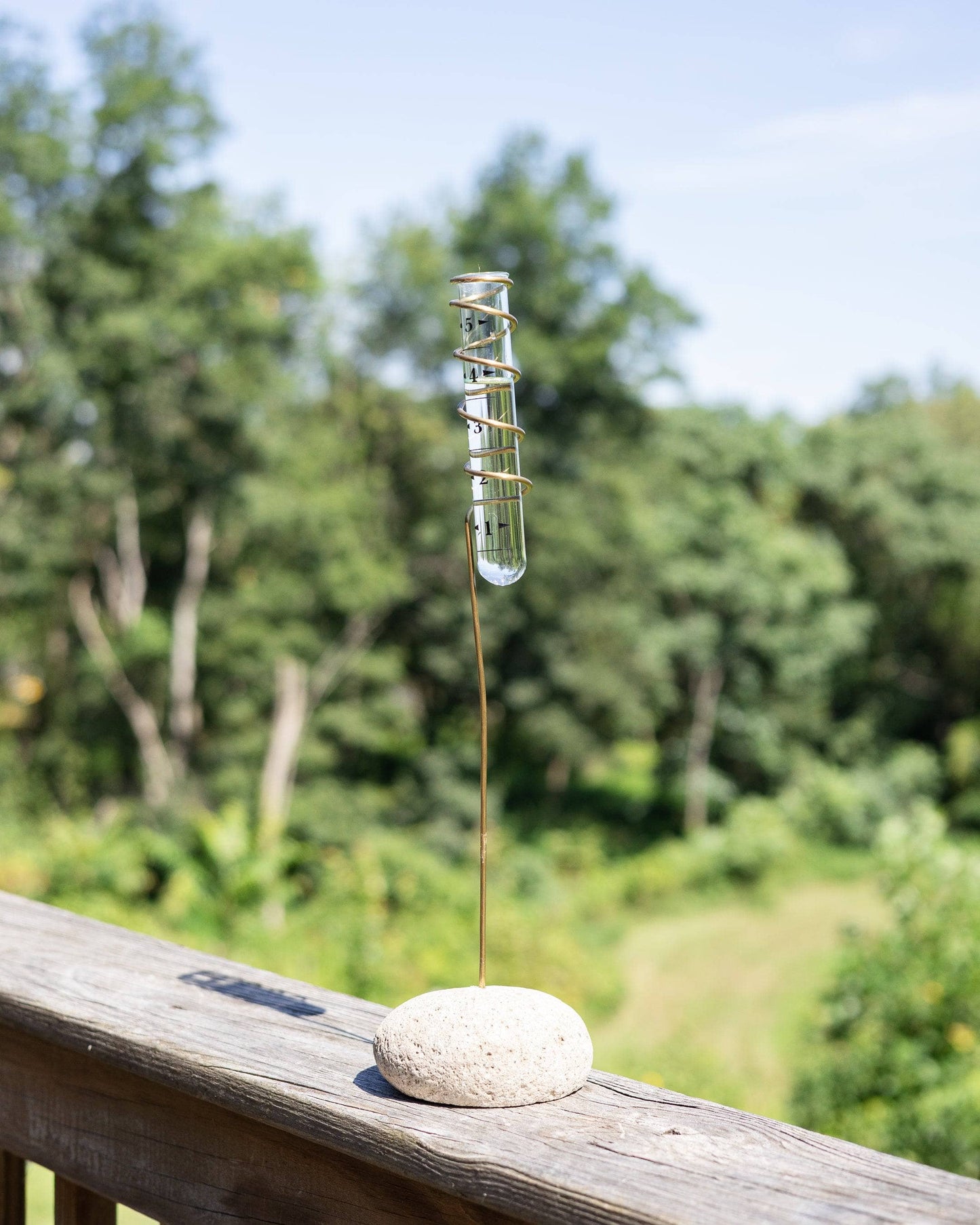 Happy Gardens - Standing Brass Spiral Rain Gauge