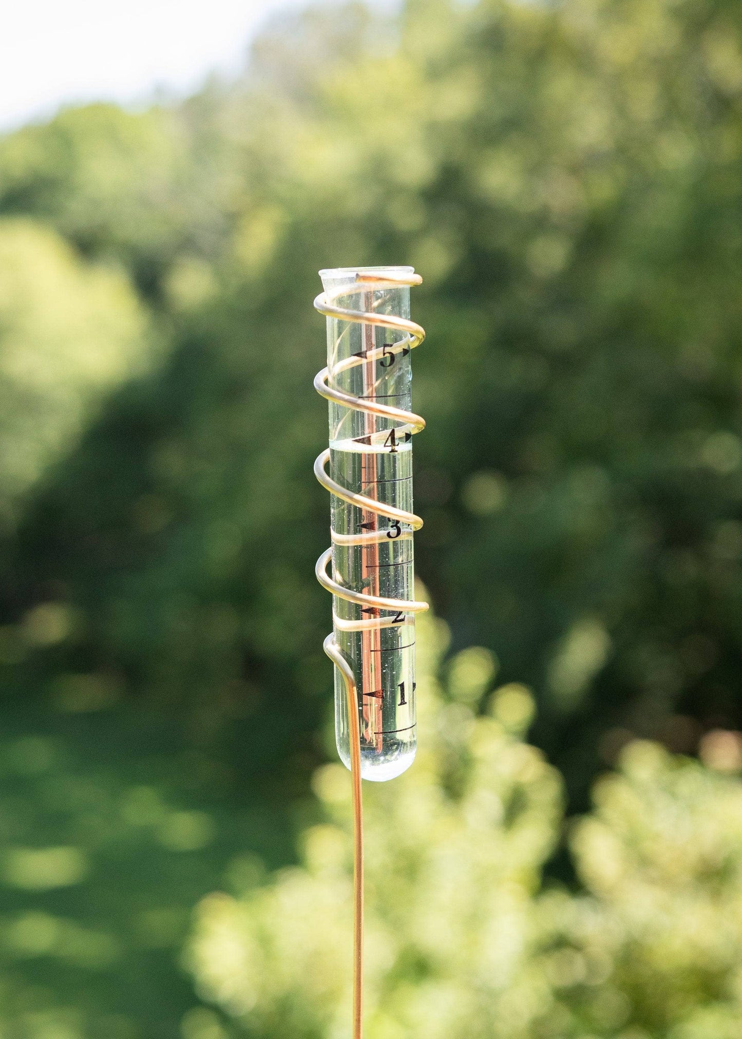 Happy Gardens - Standing Brass Spiral Rain Gauge