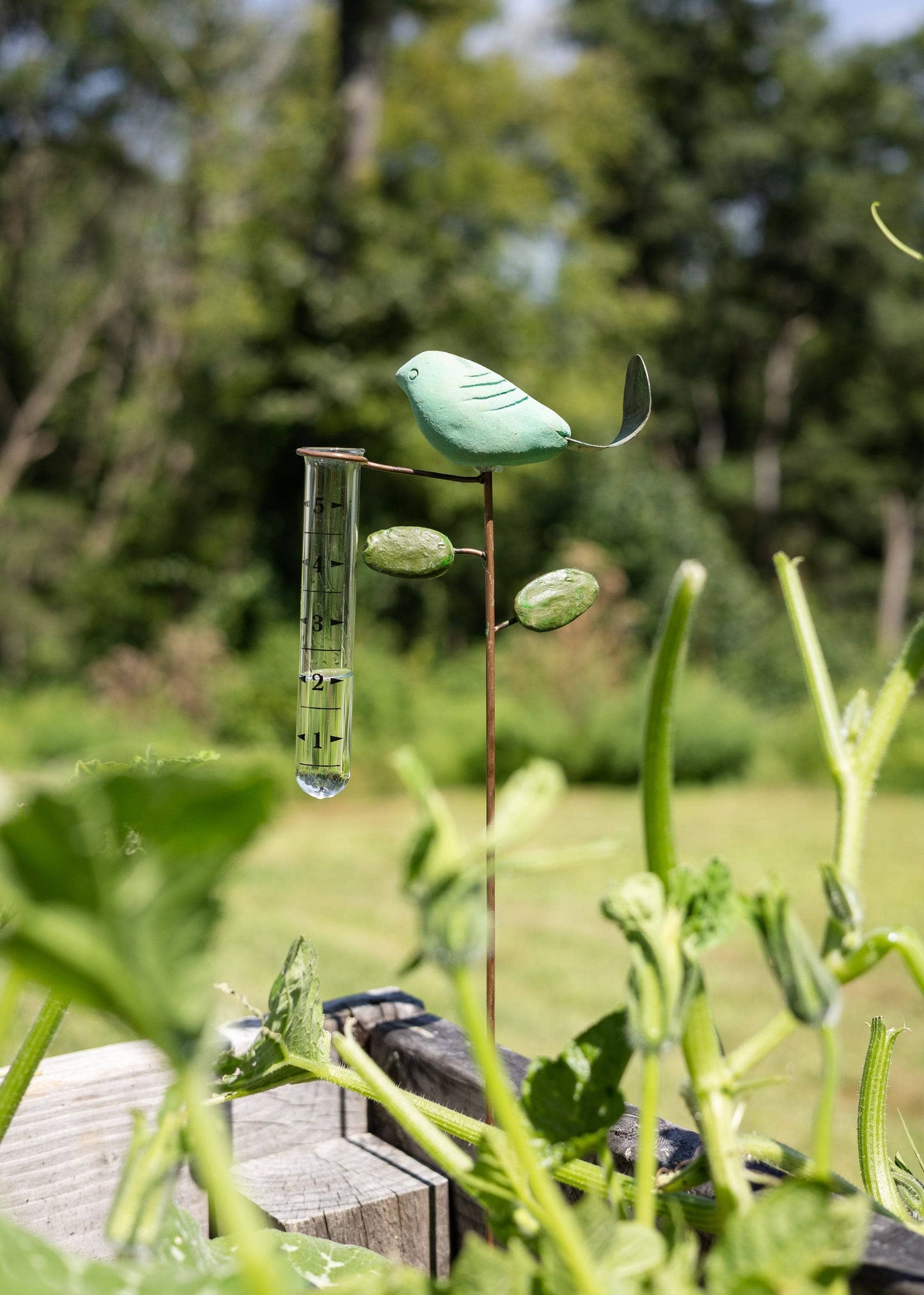 Happy Gardens - Teal Bird Rain Gauge