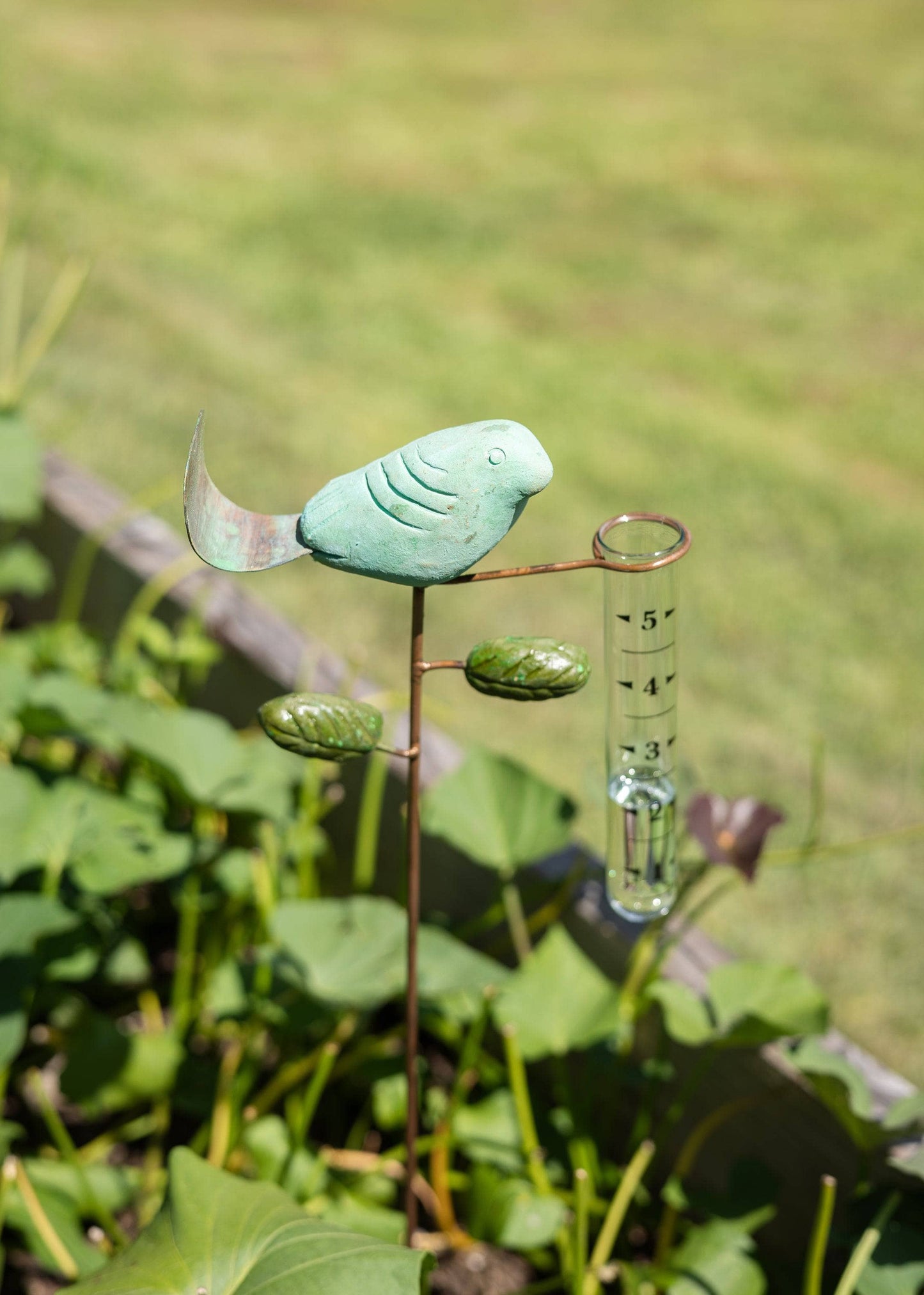 Happy Gardens - Teal Bird Rain Gauge