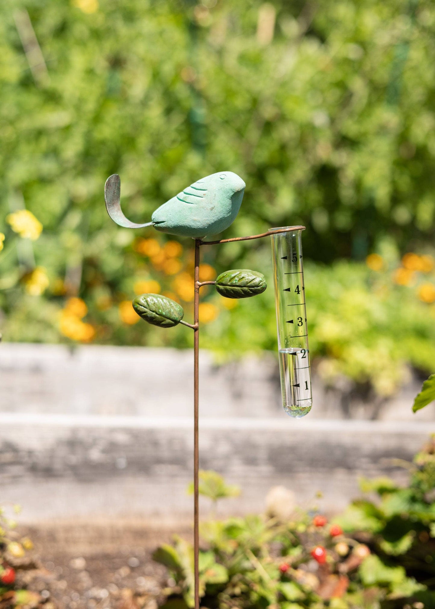 Happy Gardens - Teal Bird Rain Gauge