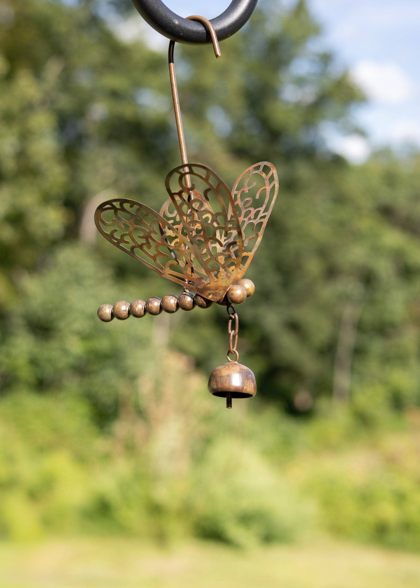 Hanging Dragonfly with Bell Ornament - Happy Gardens