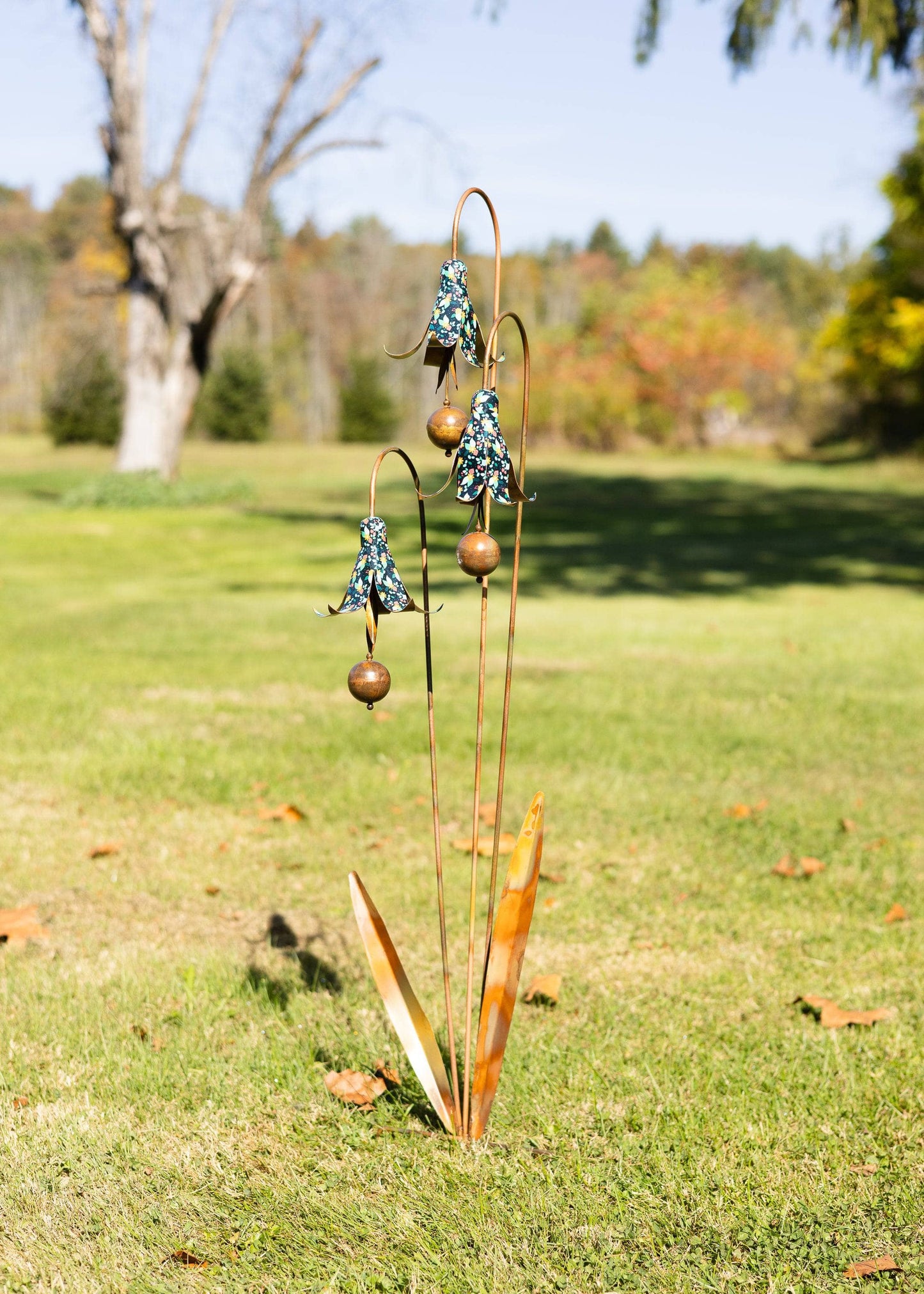Floral Triple Bluebell Garden Stake - Happy Gardens