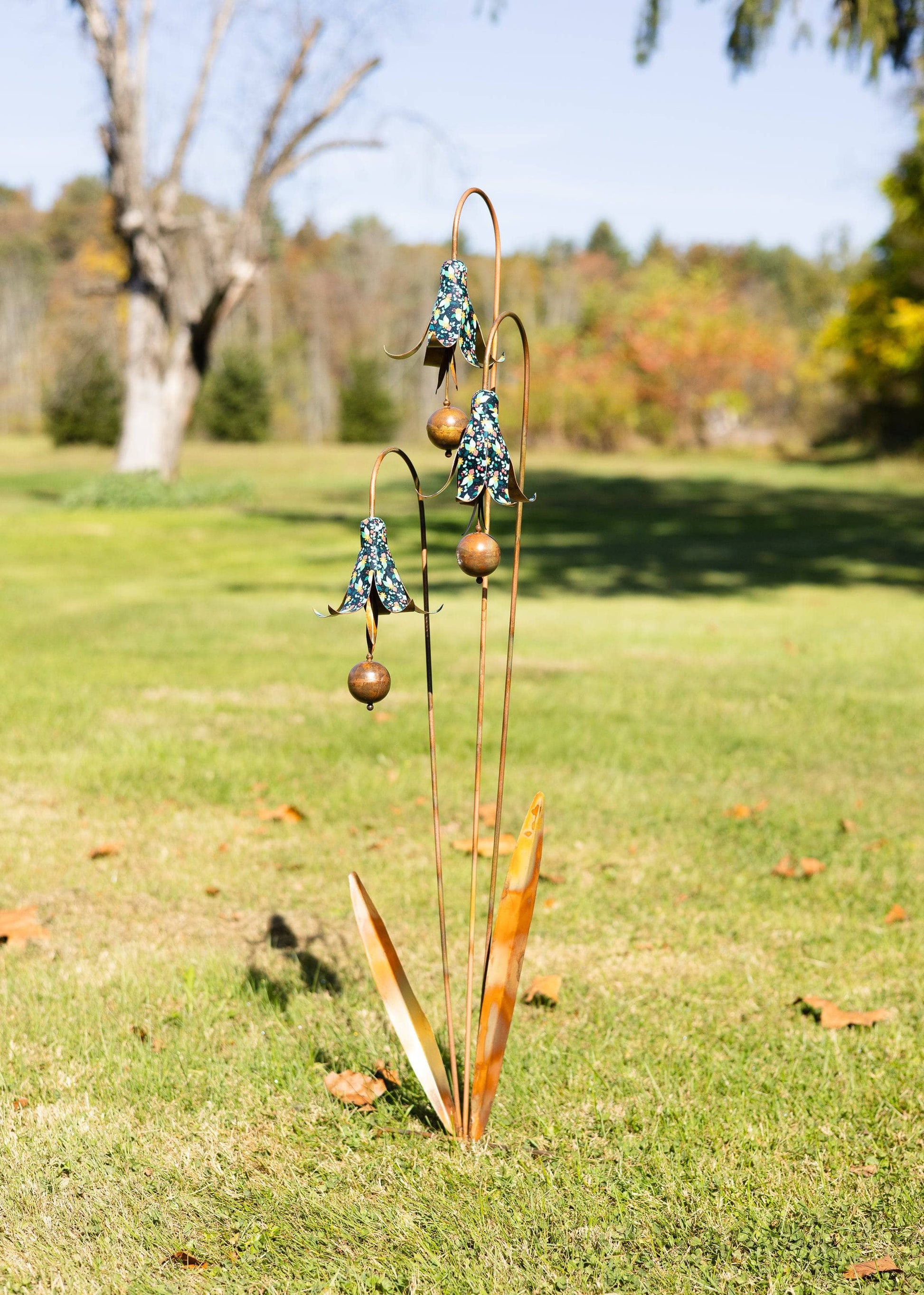 Floral Triple Bluebell Garden Stake - Happy Gardens