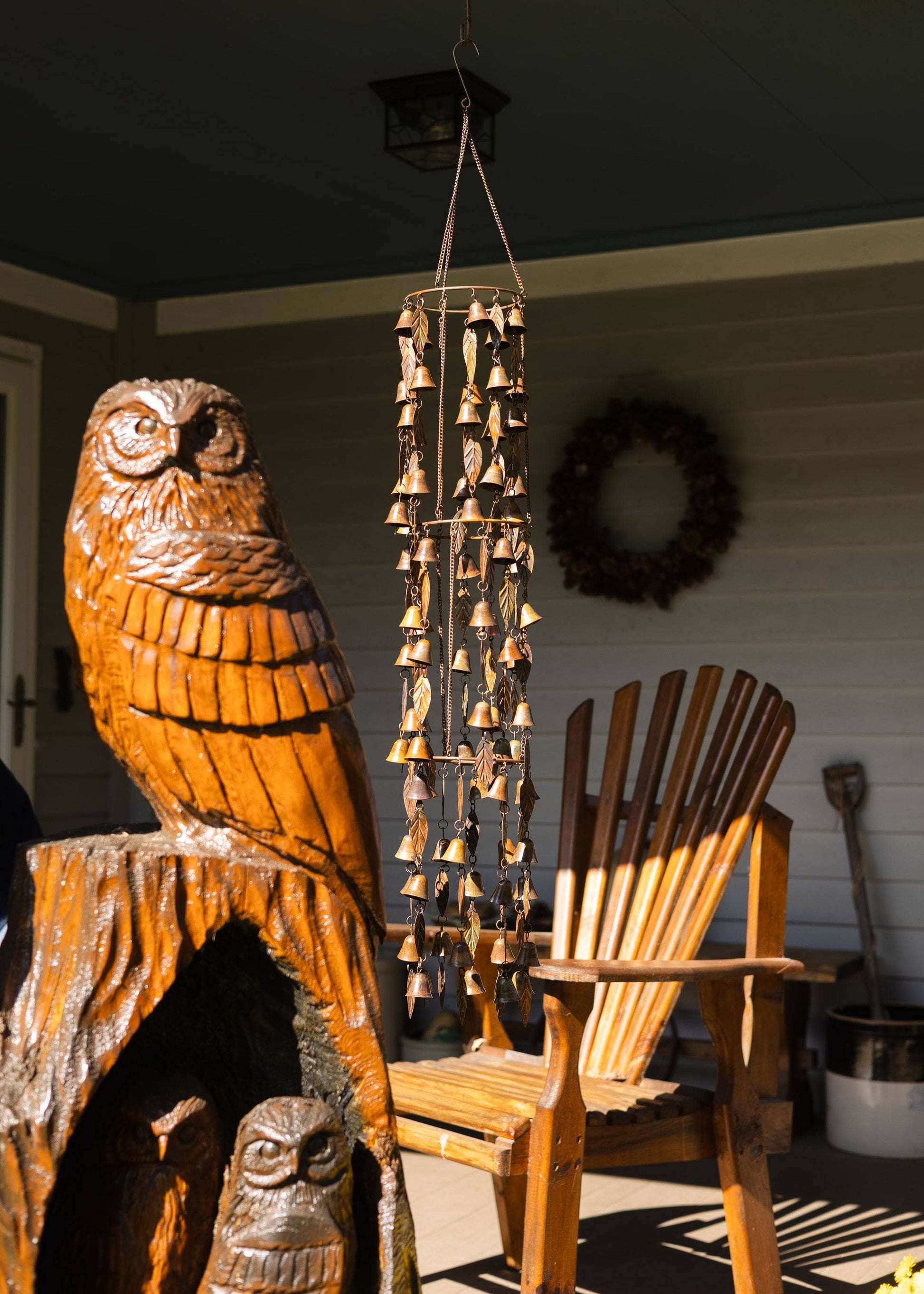 Triple Tiered Bells and Leaves Wind Chime - Happy Gardens