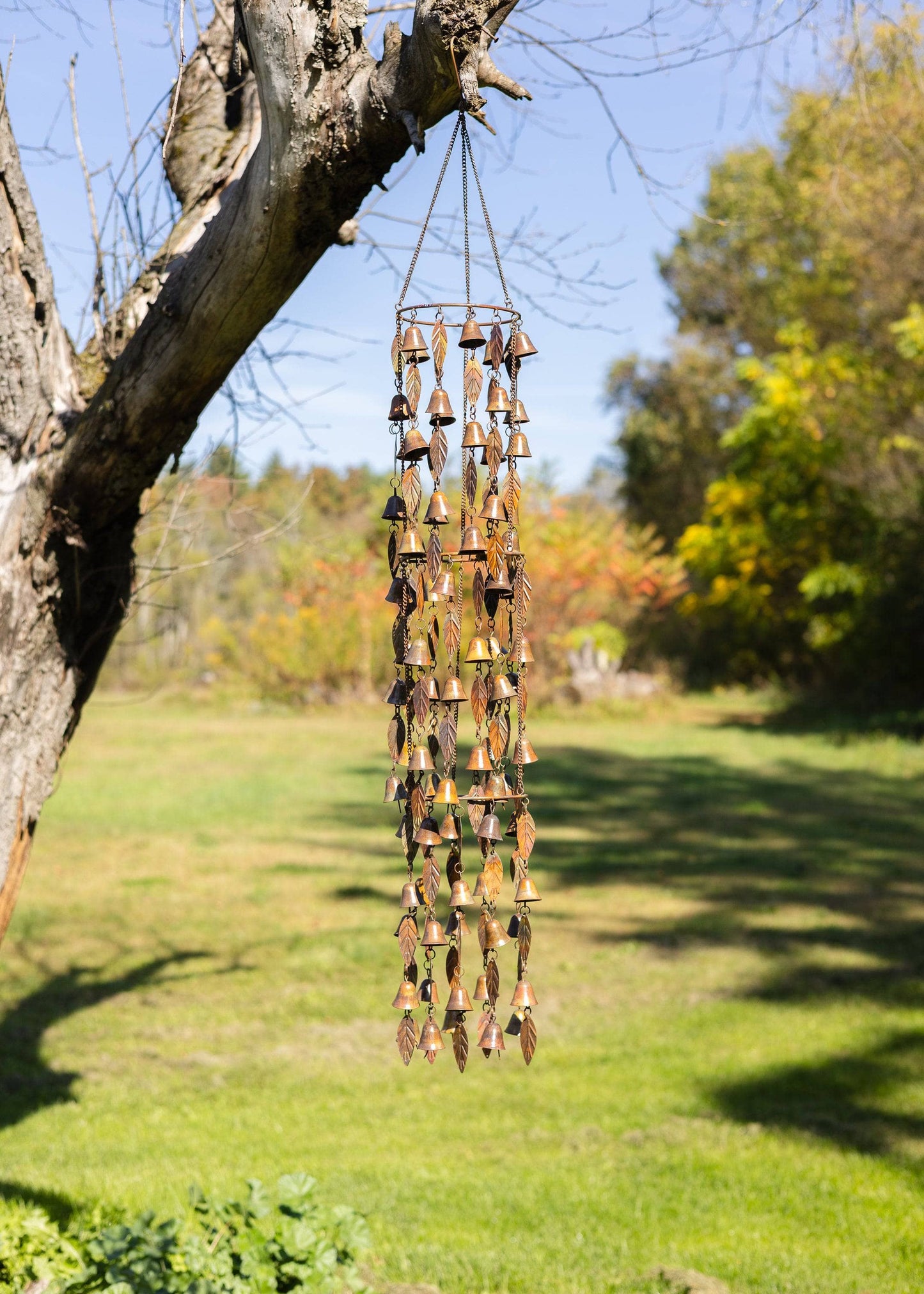 Triple Tiered Bells and Leaves Wind Chime - Happy Gardens