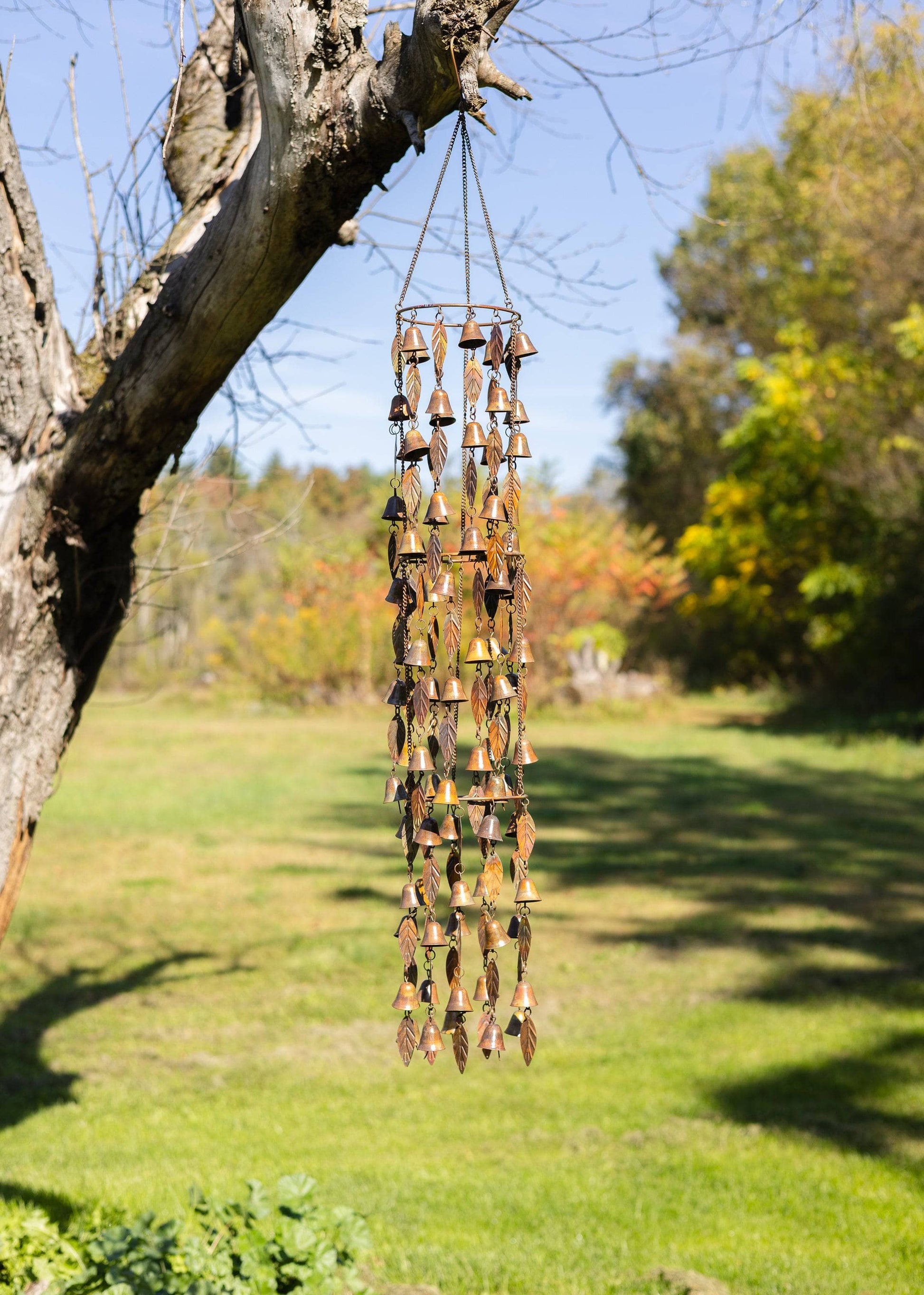 Triple Tiered Bells and Leaves Wind Chime - Happy Gardens