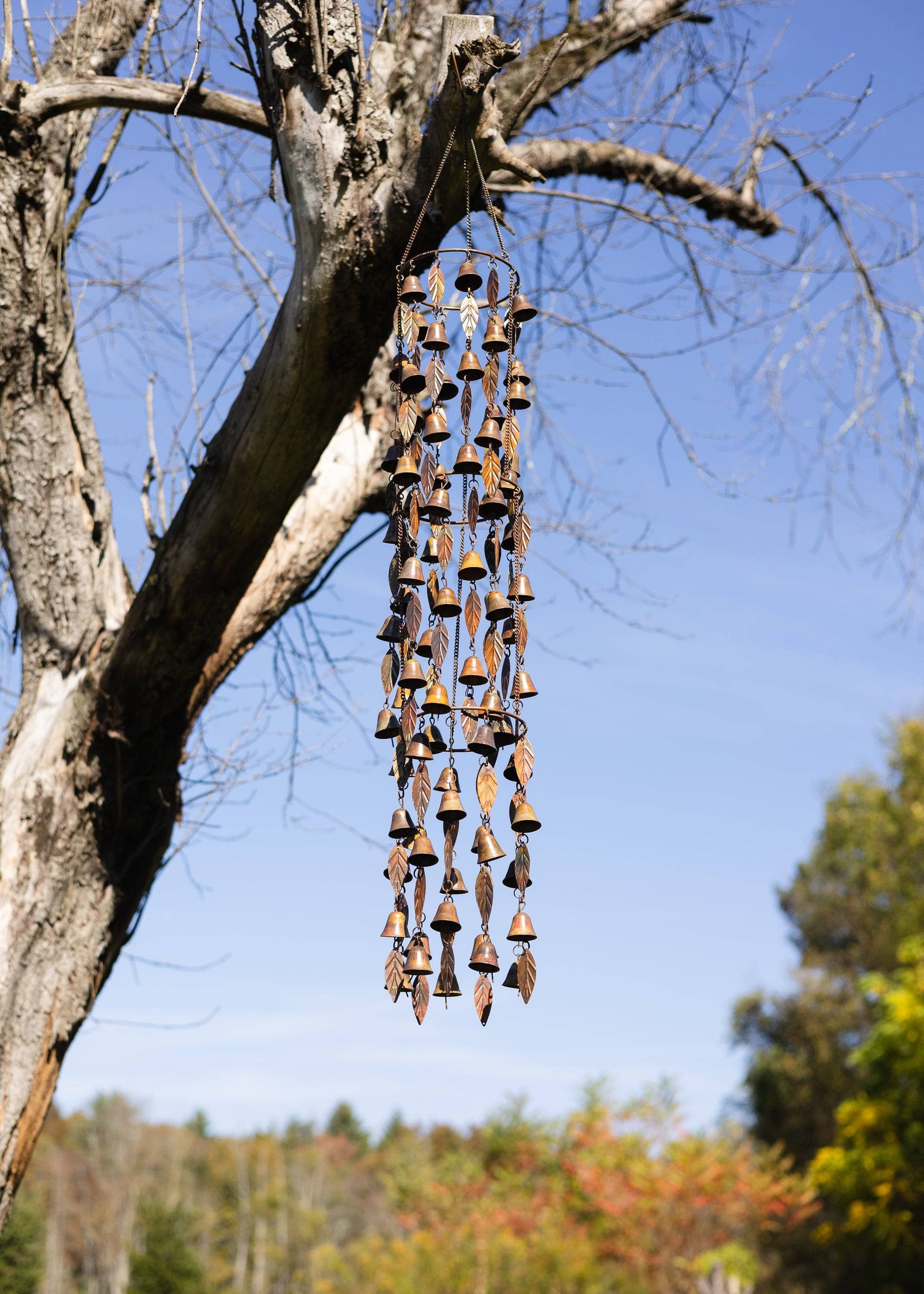 Triple Tiered Bells and Leaves Wind Chime - Happy Gardens