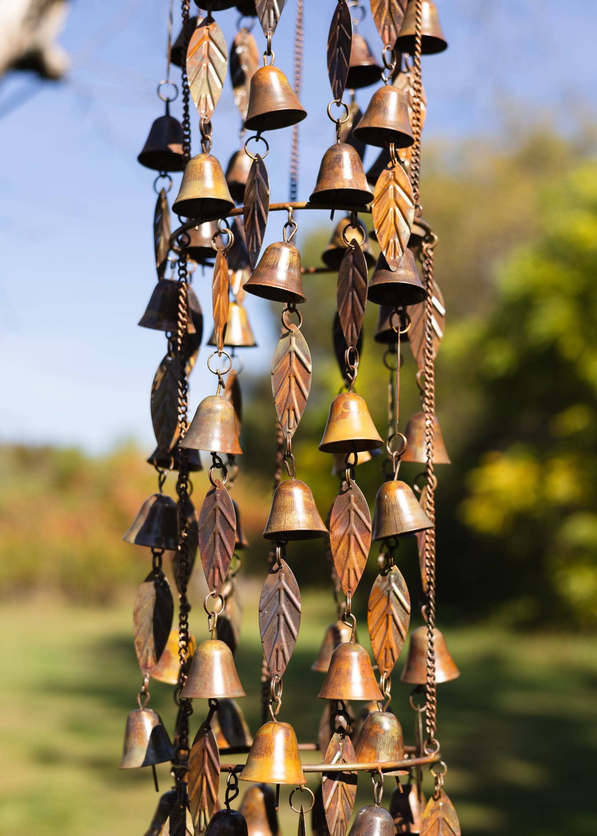 Triple Tiered Bells and Leaves Wind Chime - Happy Gardens