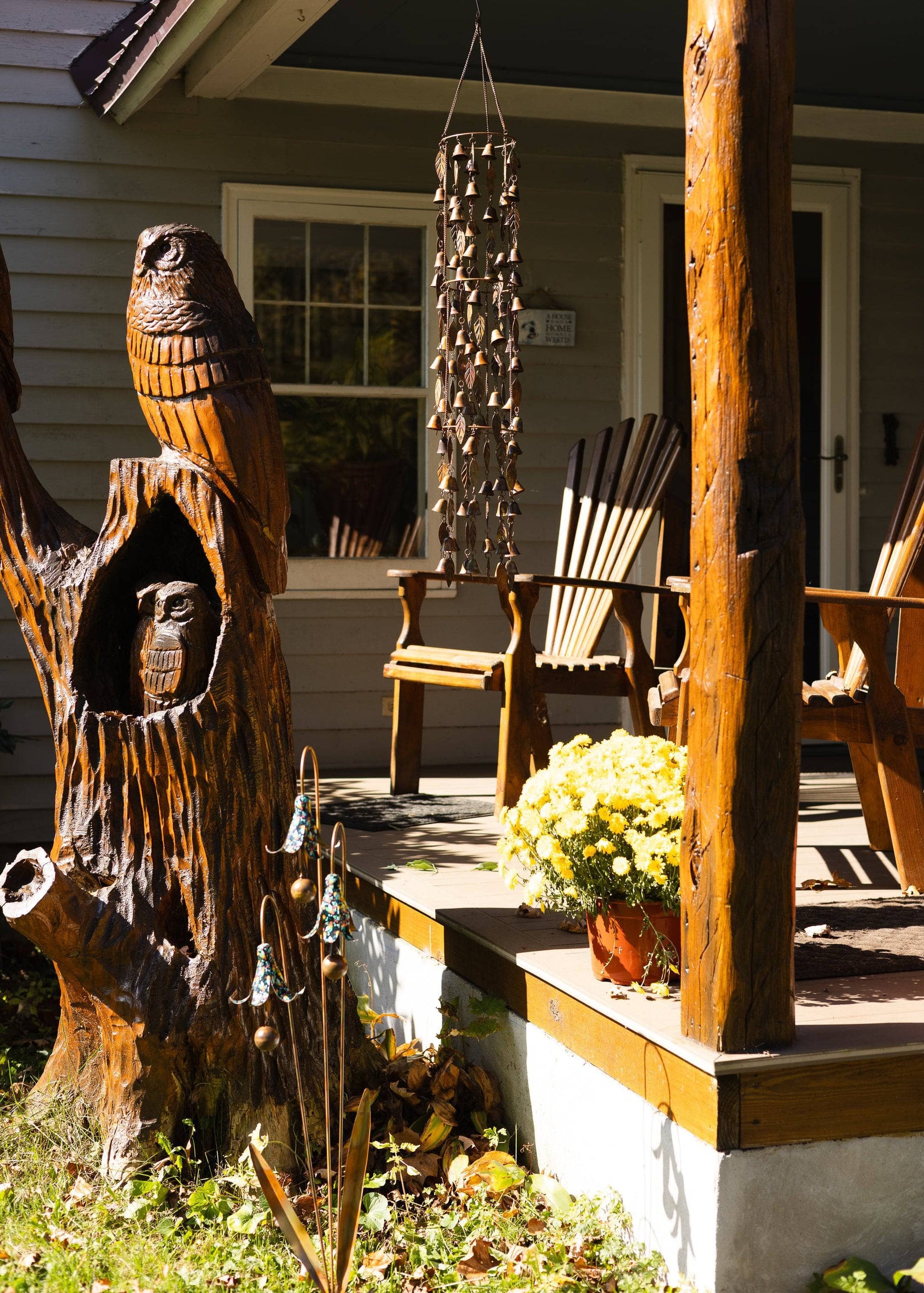 Triple Tiered Bells and Leaves Wind Chime - Happy Gardens