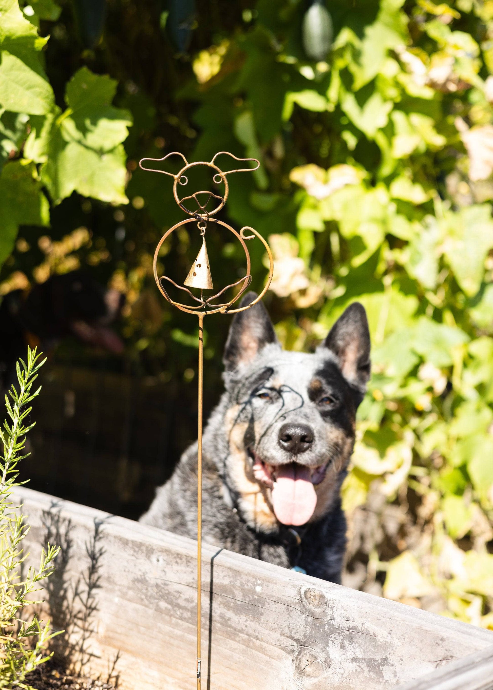 Happy Gardens - Dog with Bell Garden Stake