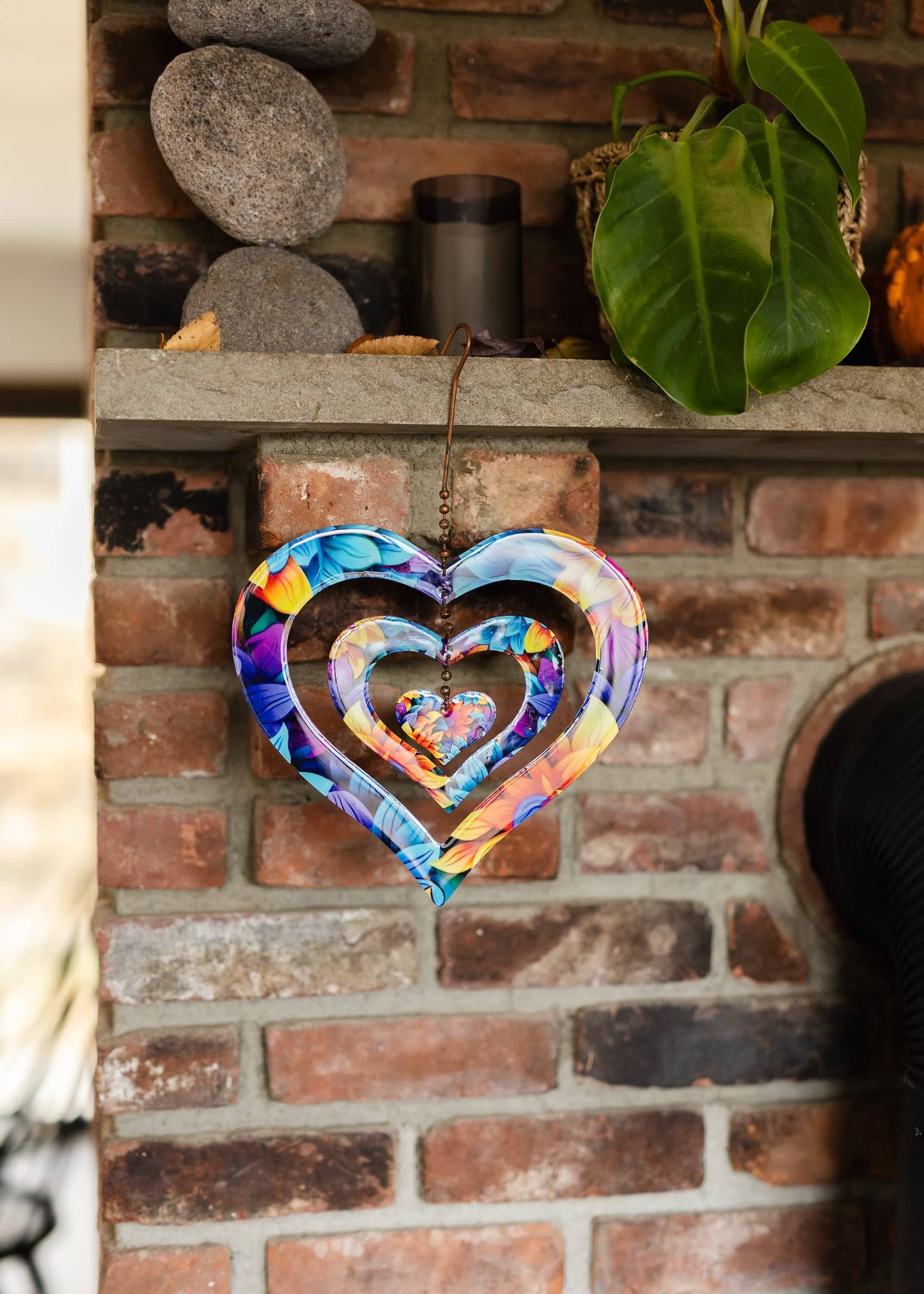 Triple Spinning Heart Multicolor Ornament - Happy Gardens