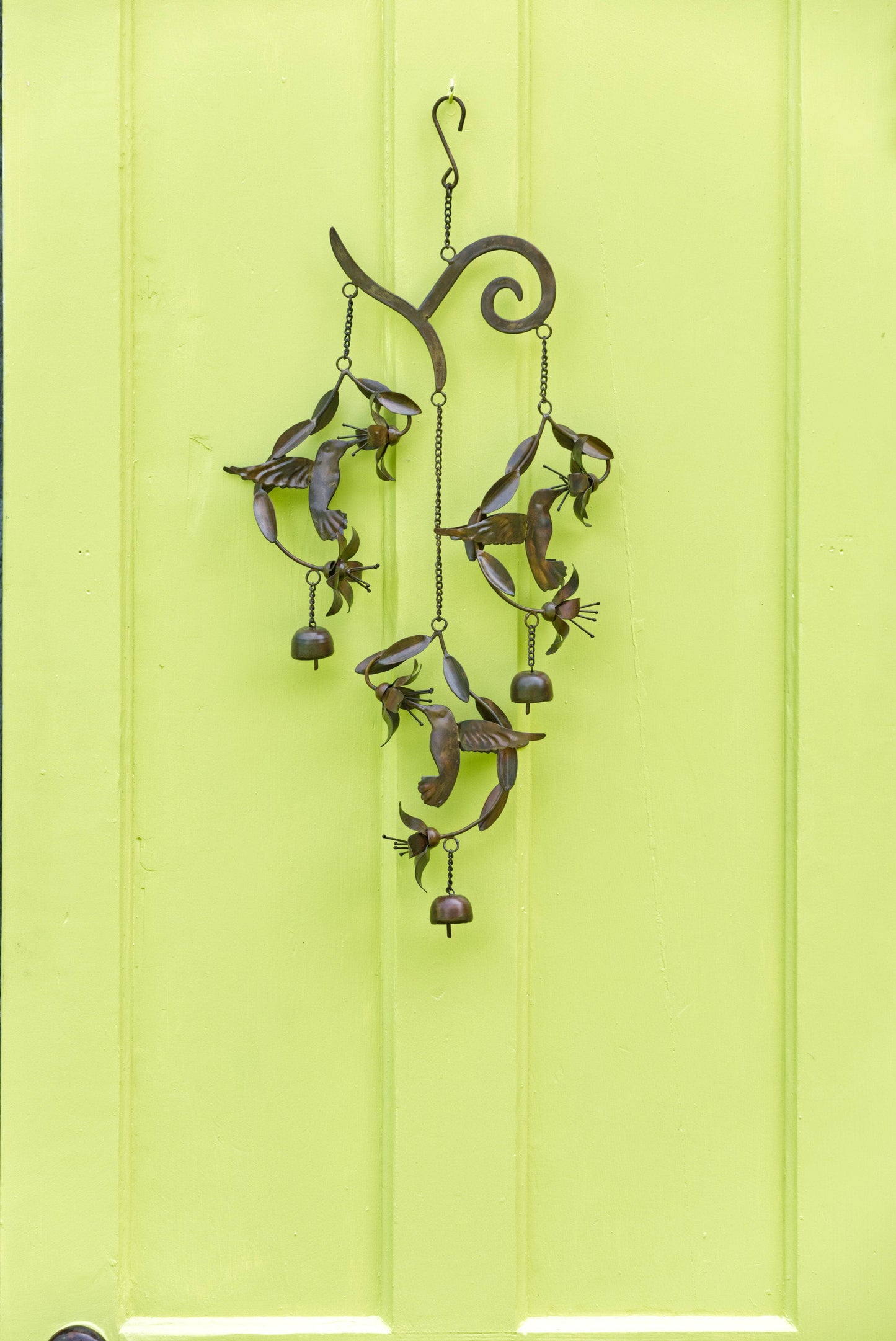 Hummingbirds w/Flowers Flamed Wind Chime - Happy Gardens