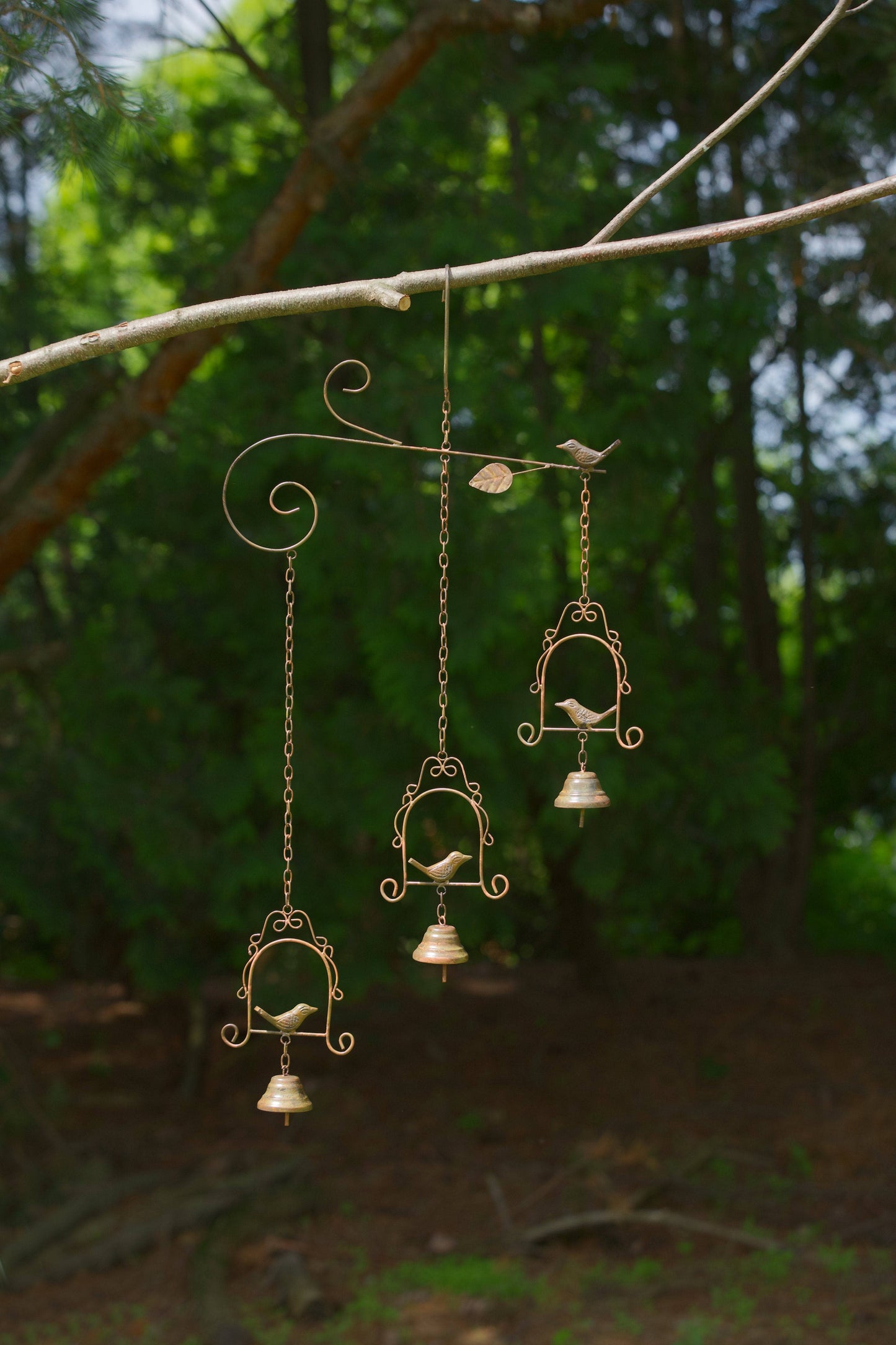 Triple Birds on Swings Wind Chime - Happy Gardens
