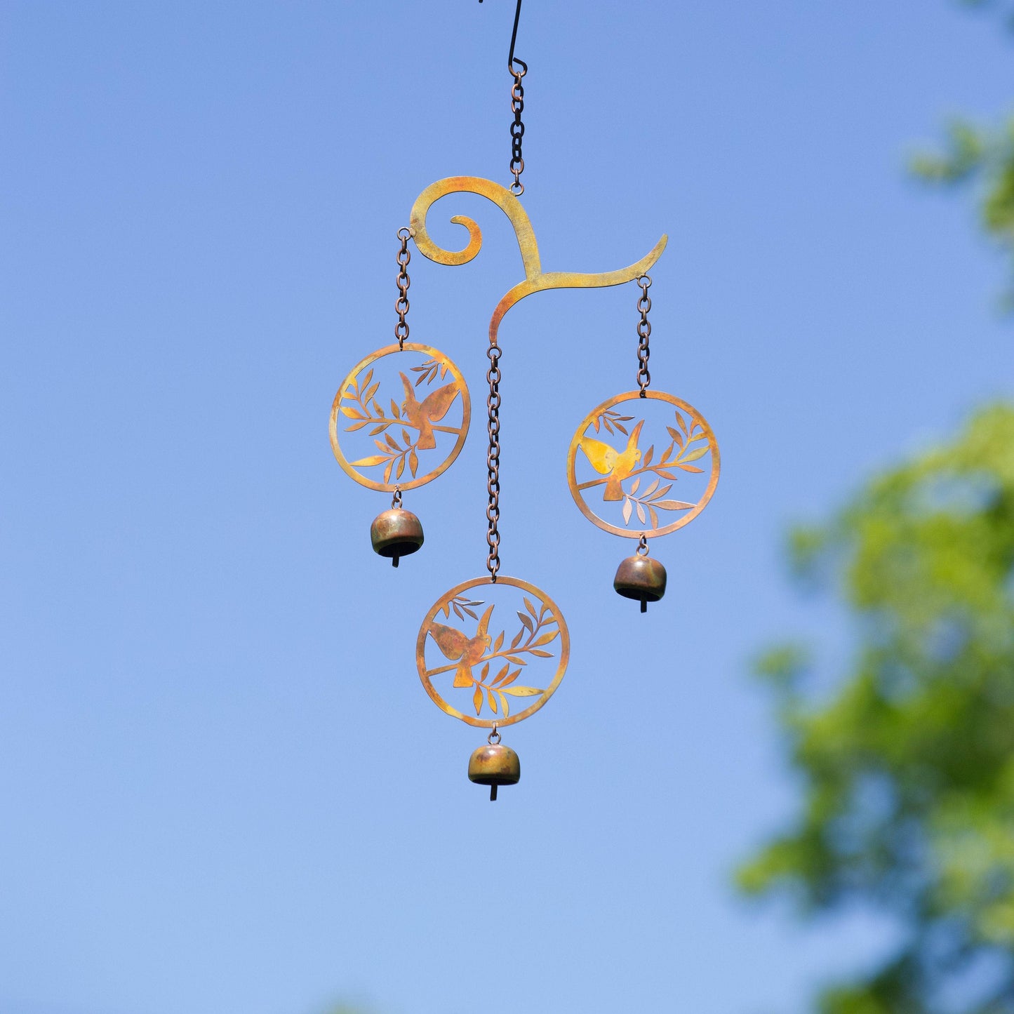 Birds on Scroll Hanging Wind Chime - Happy Gardens