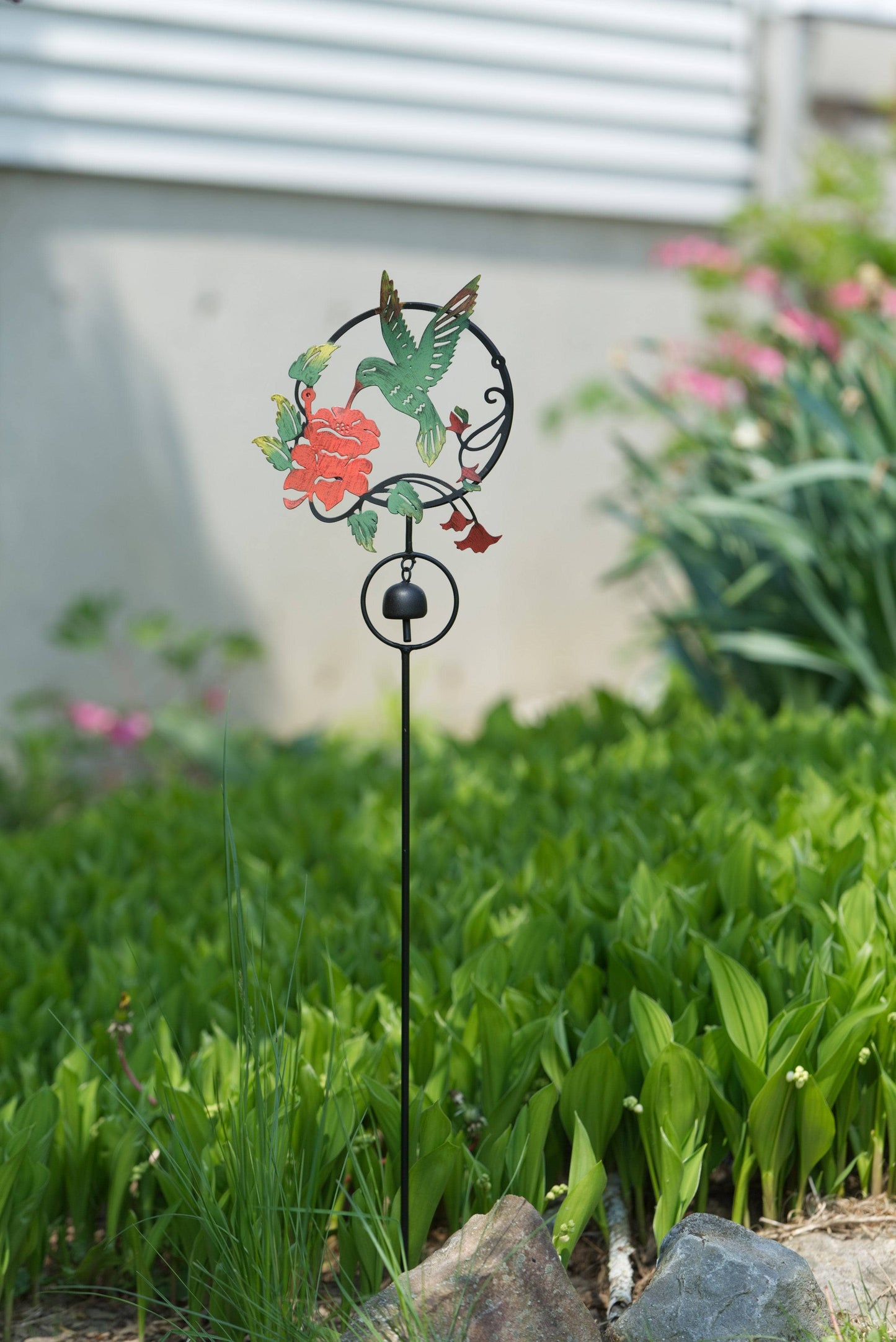 Happy Gardens - Hummingbird and Lily Multicolor Garden Stake