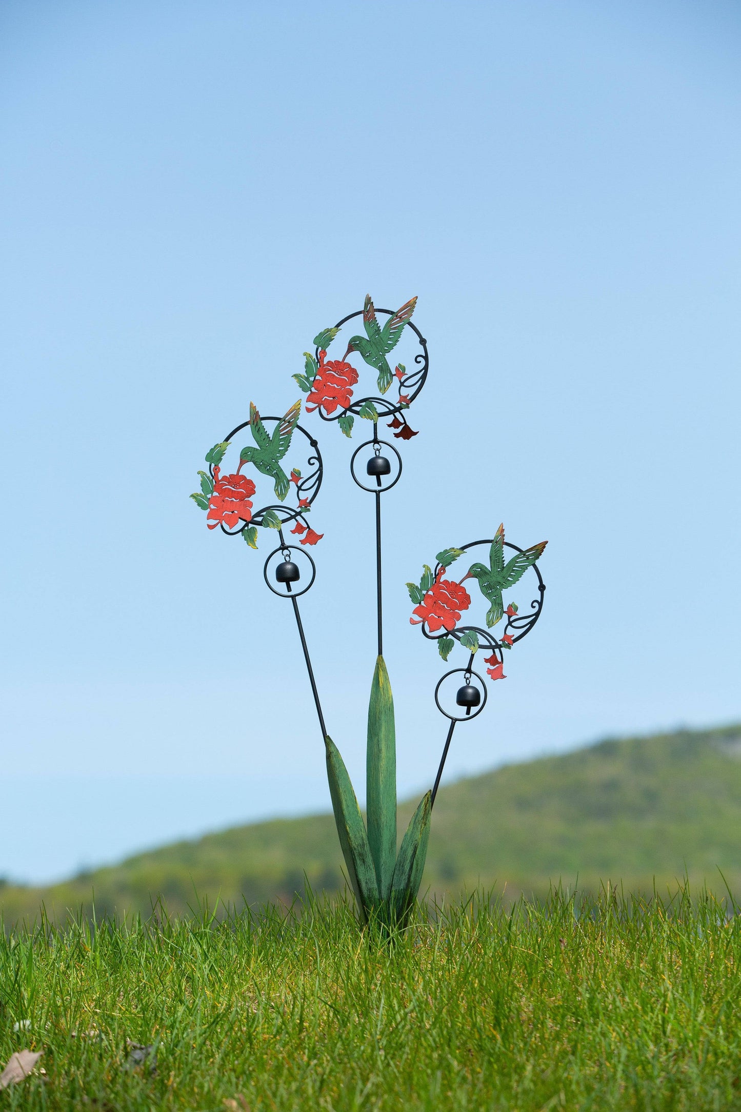 Happy Gardens - Triple Hummingbird and Lily Multicolor Stake