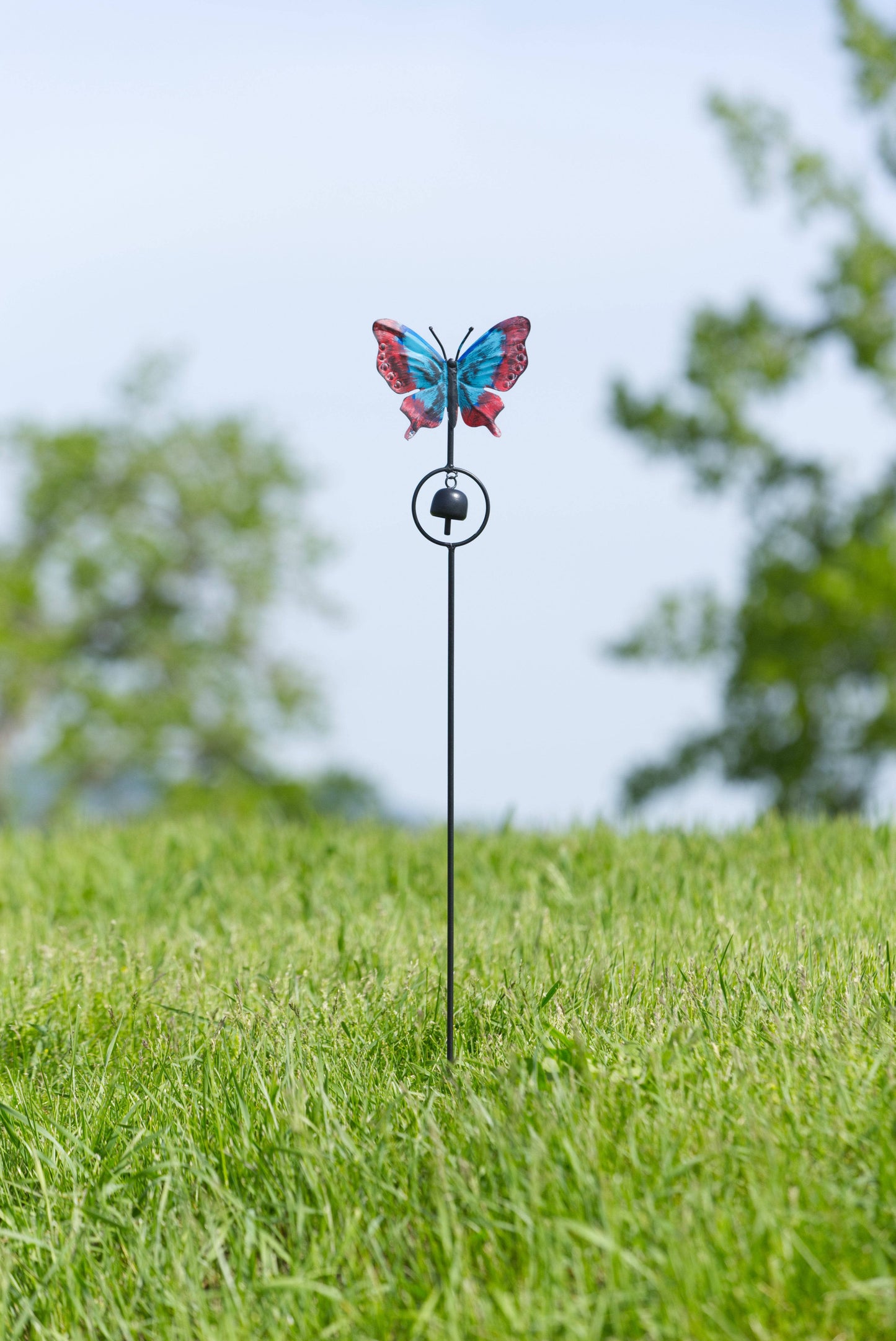 Butterfly w/Bell Multicolor Garden Stake - Happy Gardens