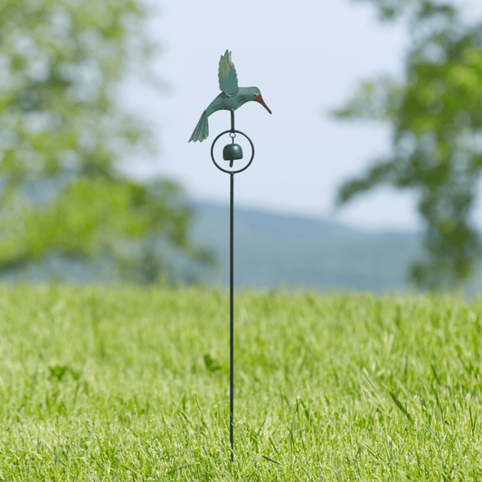Hummingbird w/Bell Multicolor Garden Stake - Happy Gardens