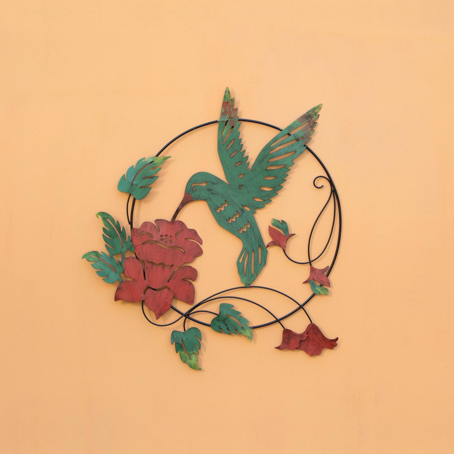 Happy Gardens - Hummingbird and Lily Multicolor Wall Hanging, 24"