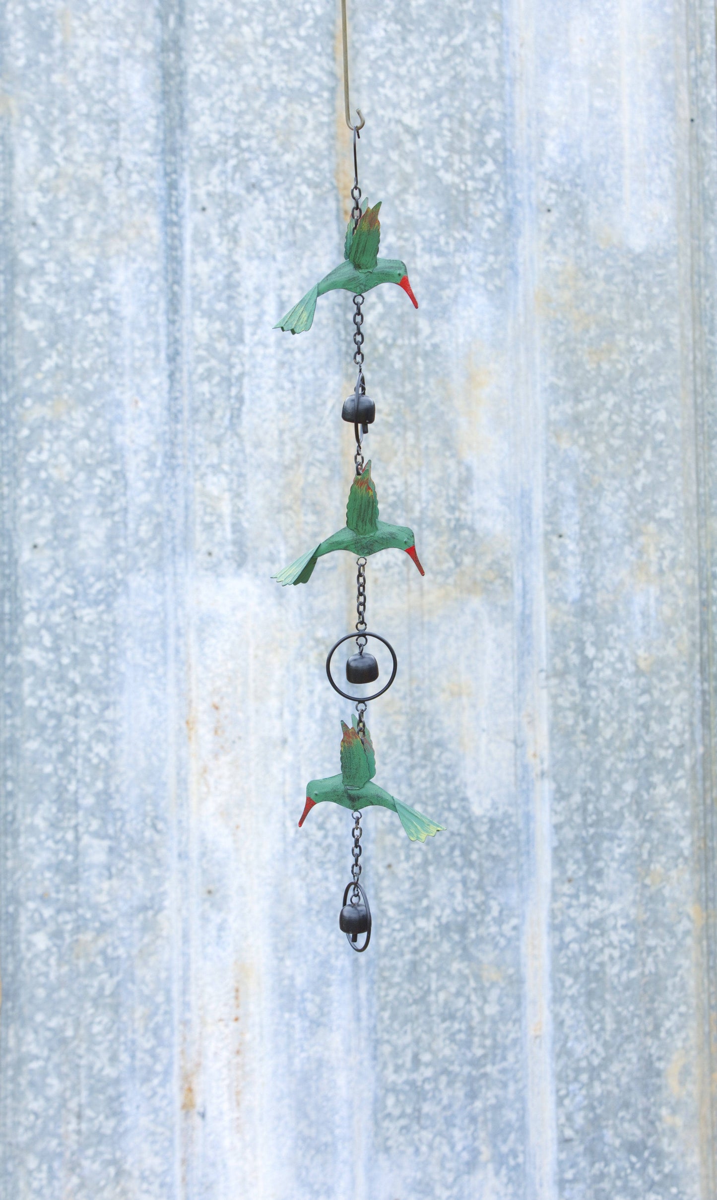 Triple Hummingbird w/Bells Multicolor Hanging Ornament - Happy Gardens