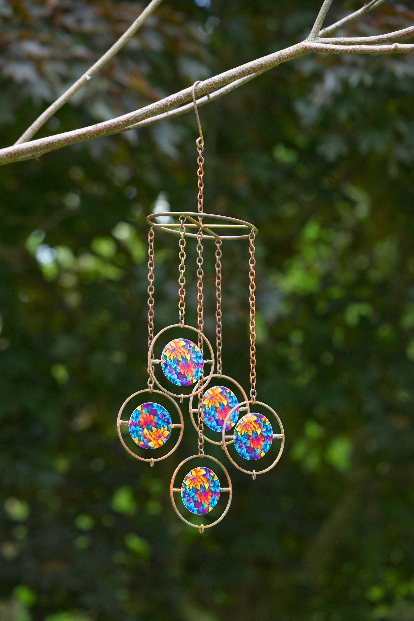Floral Circle Multicolor Hanging Ornament - Happy Gardens