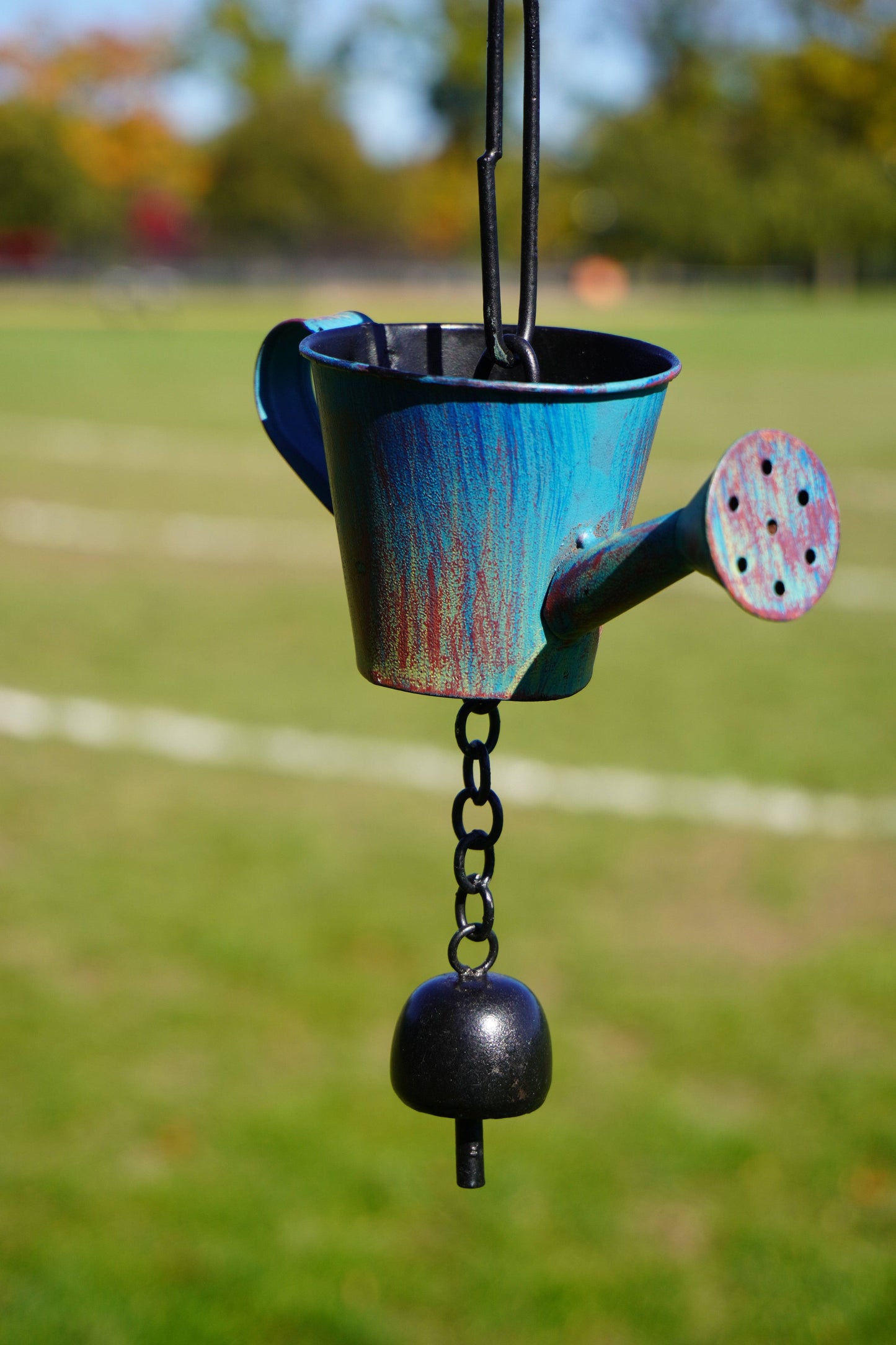 Watering Can Distressed Blue Hanging Ornament - Happy Gardens