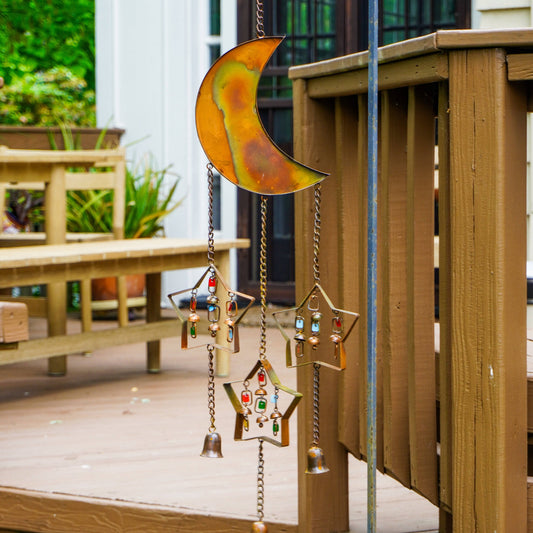 Happy Gardens - Moon and Stars w/Dangles Wind Chime