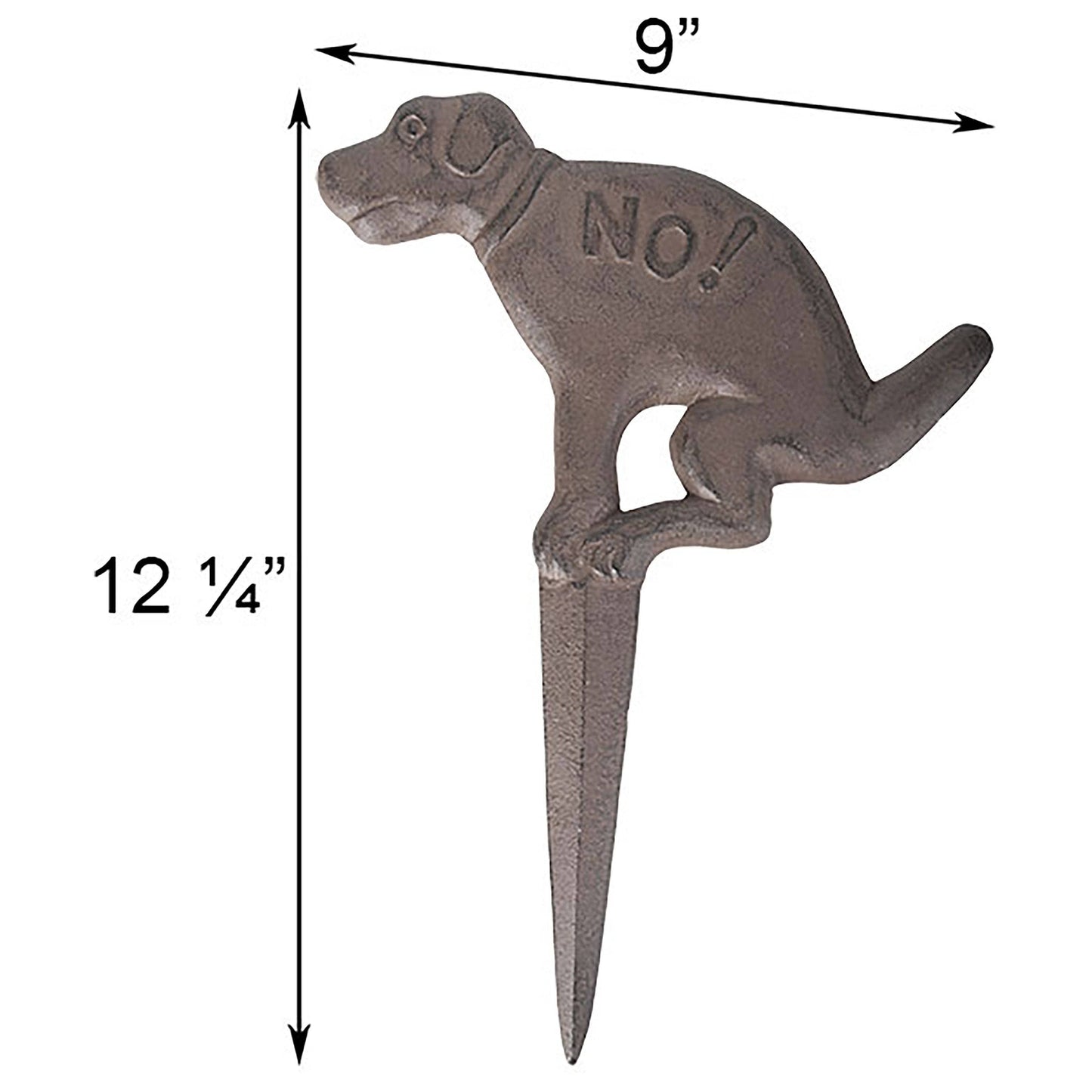 Cast Iron "NO!" Pooping Yard Sign - Brown