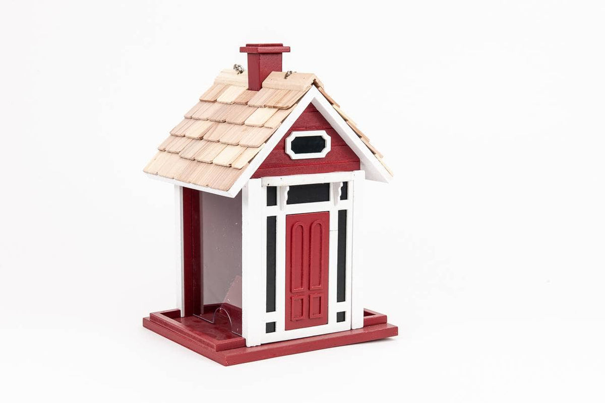 Red Christmas Cottage Bird Feeder