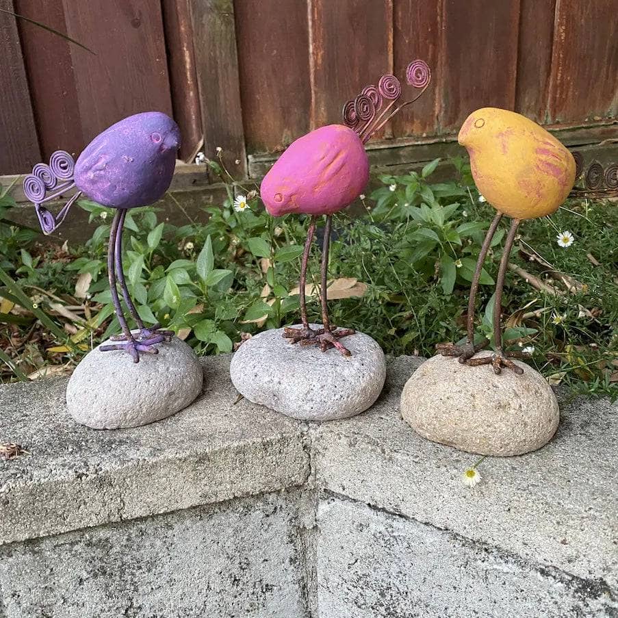 Happy Gardens - Bird on River Stone